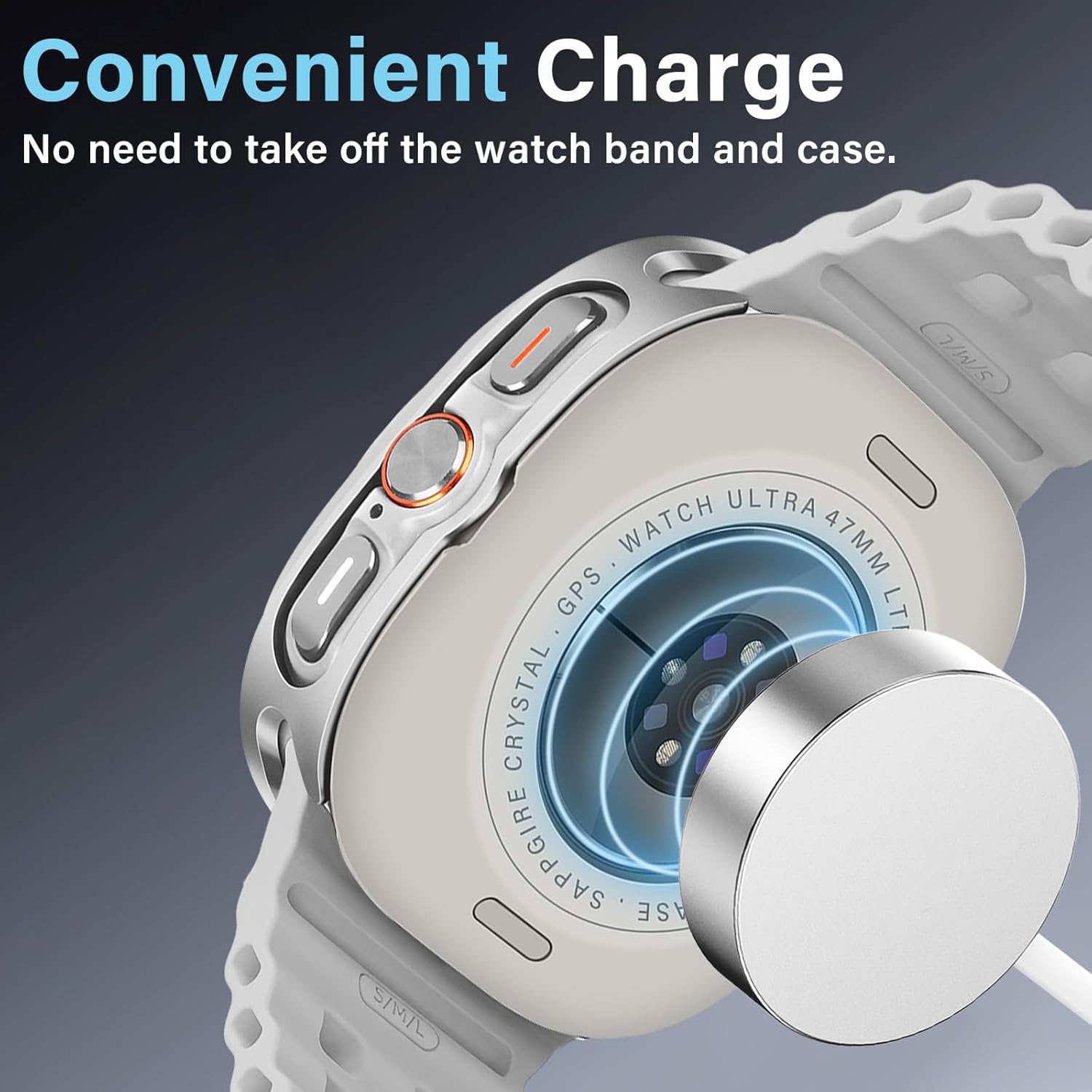 Amizee Numeric Metal Case for Samsung Galaxy Watch Ultra/Ultra 2 47mm, Rugged Back Cover Ultra Thin Bumper Frame Protective Cover for Galaxy Watch 7/8 Ultra, Numeric-Silver/White - Image 6