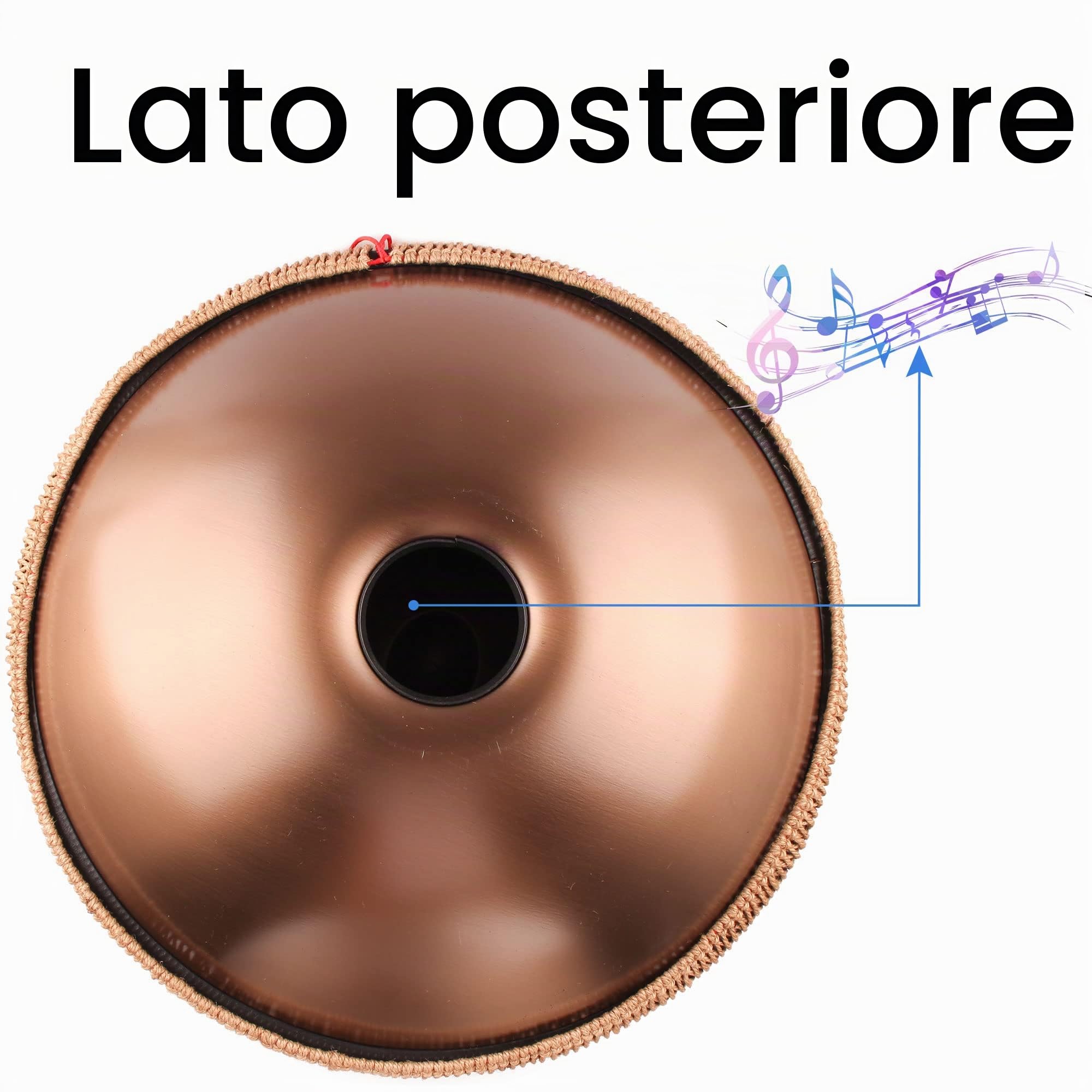 Hand Pan Harmonic, Tamburo in Acciaio in D Minor 10 Note 22 Inches 440 HZ, Hand Drum Percussione con Soft Hand Pan Bag, 2 Bacchette e il Sopporto, Oro
