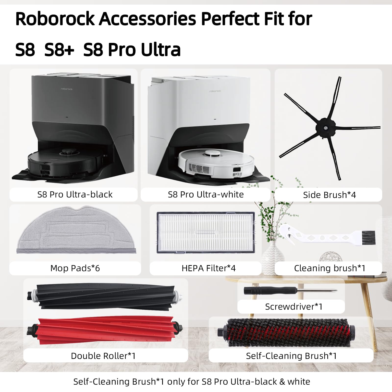 HUAYUWA Ersatz-Seitenbürsten Für Roborock S8/S8+/G20 - 8 Stück, Hochwertig & Langlebig