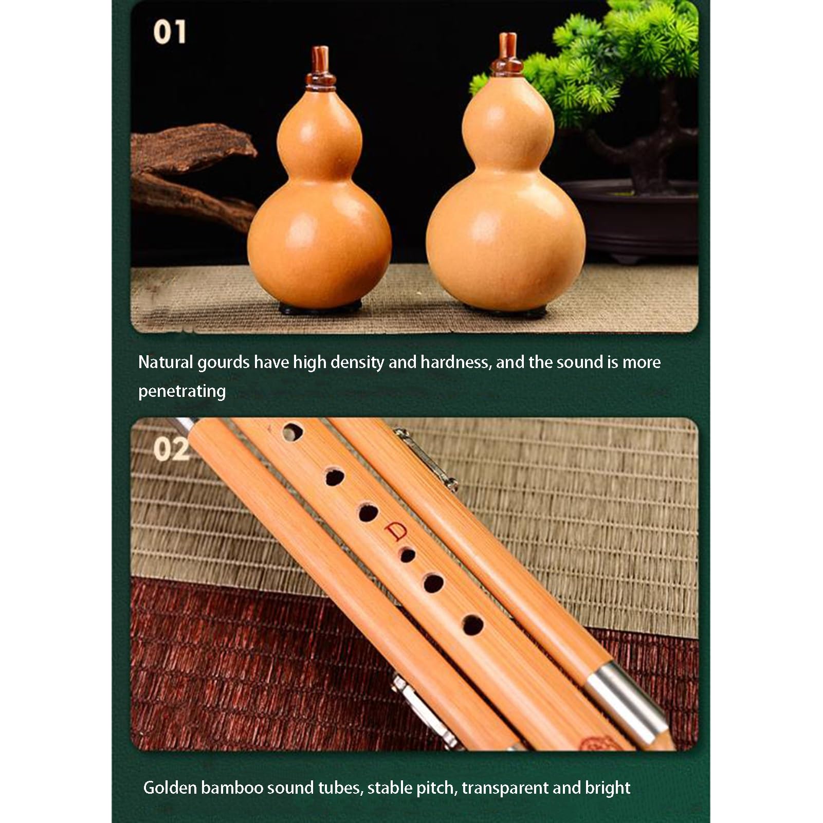 Hulusi Instrument de Musique C Down B Cucurbit Professionnel Débutants Performance G Key