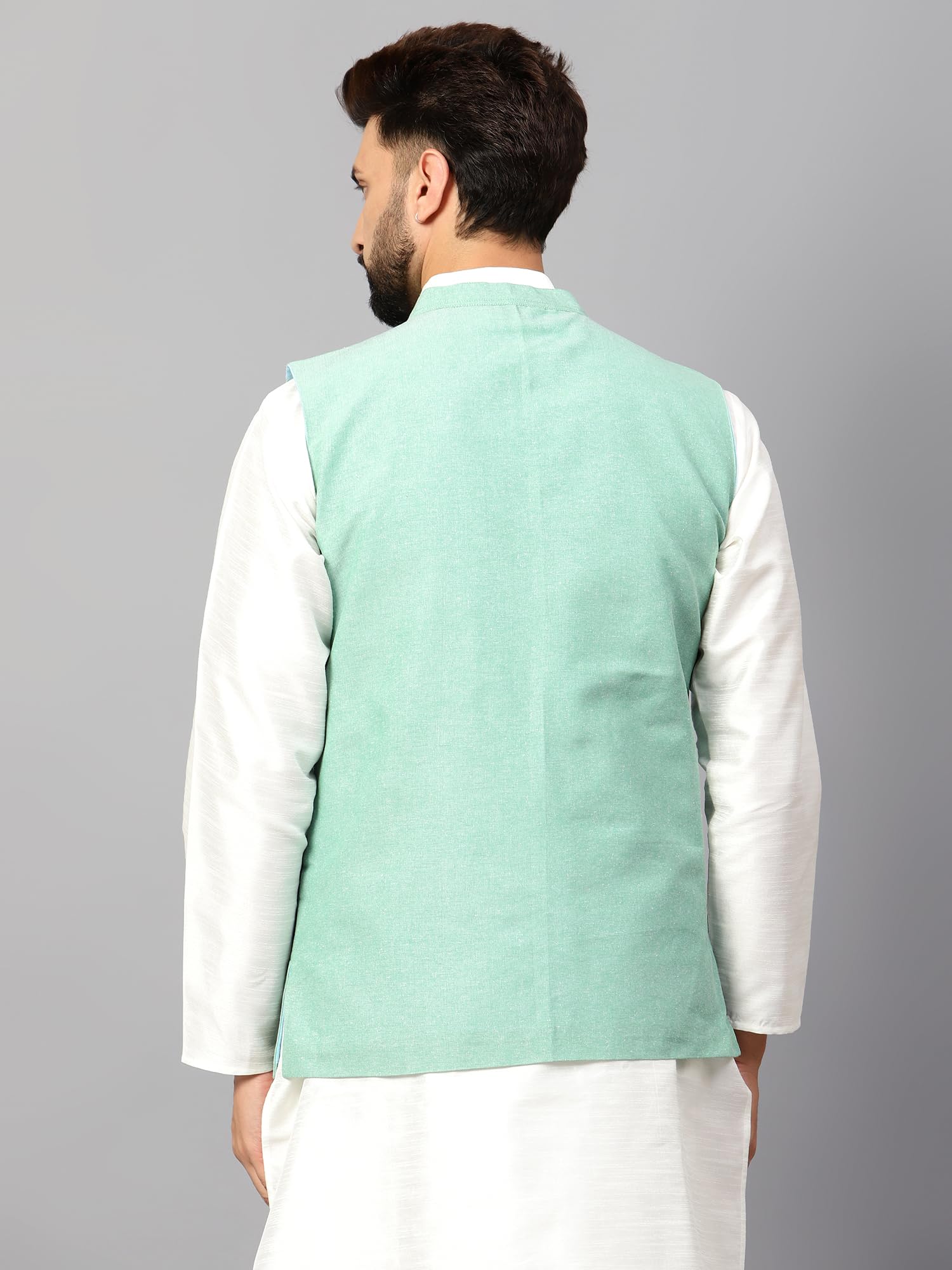 LATEST CHIKAN Men's Traditional Cotton Solid Nehru Jacket/Waistcoat - Image 5 thumbnail