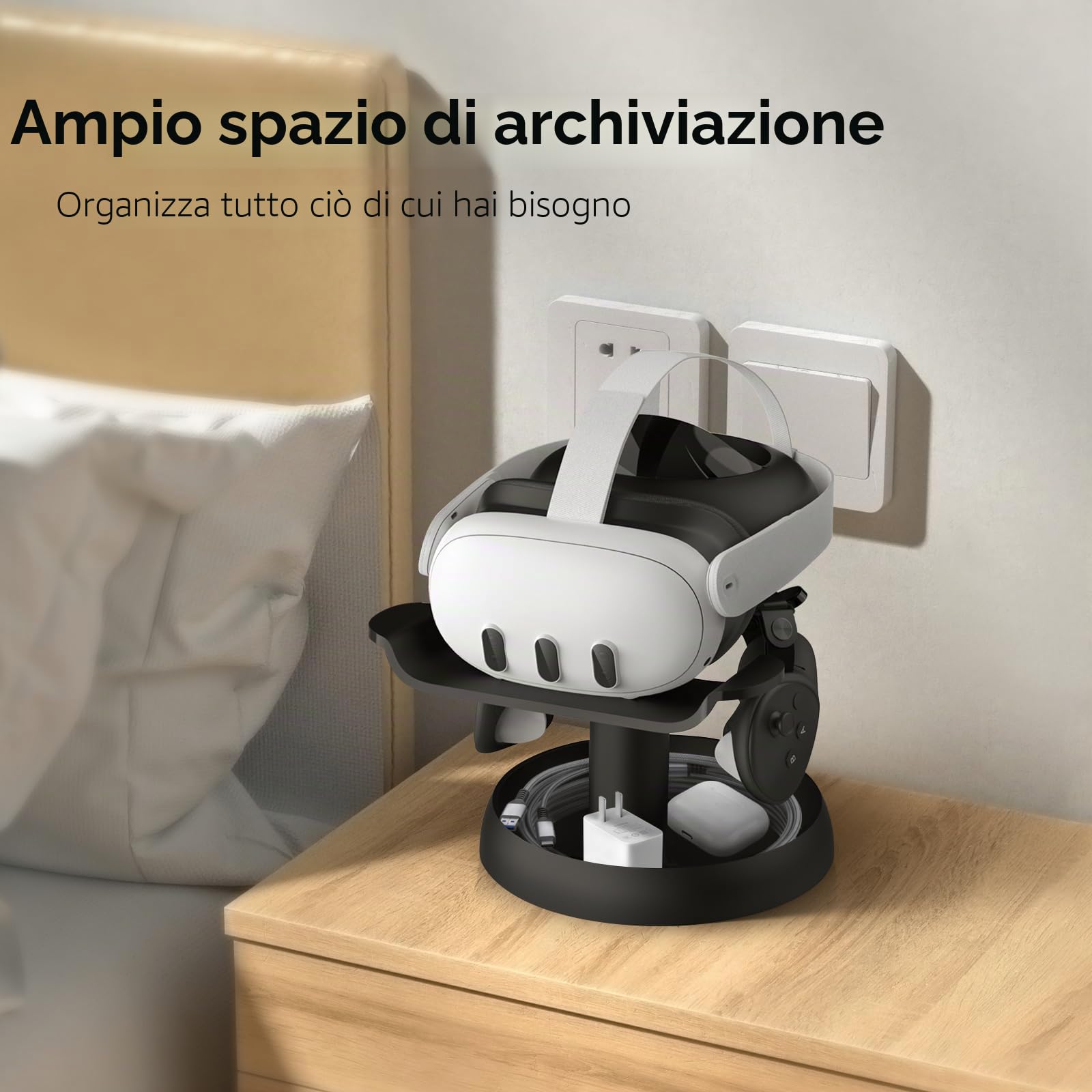 AMVR Supporto per supporto compatibile con Quest 3/Quest 2/Pico 4/Vision Pro/per PSVR 2 - Dock universale per il display delle cuffie VR, stabile staffa per la conservazione della base rotonda