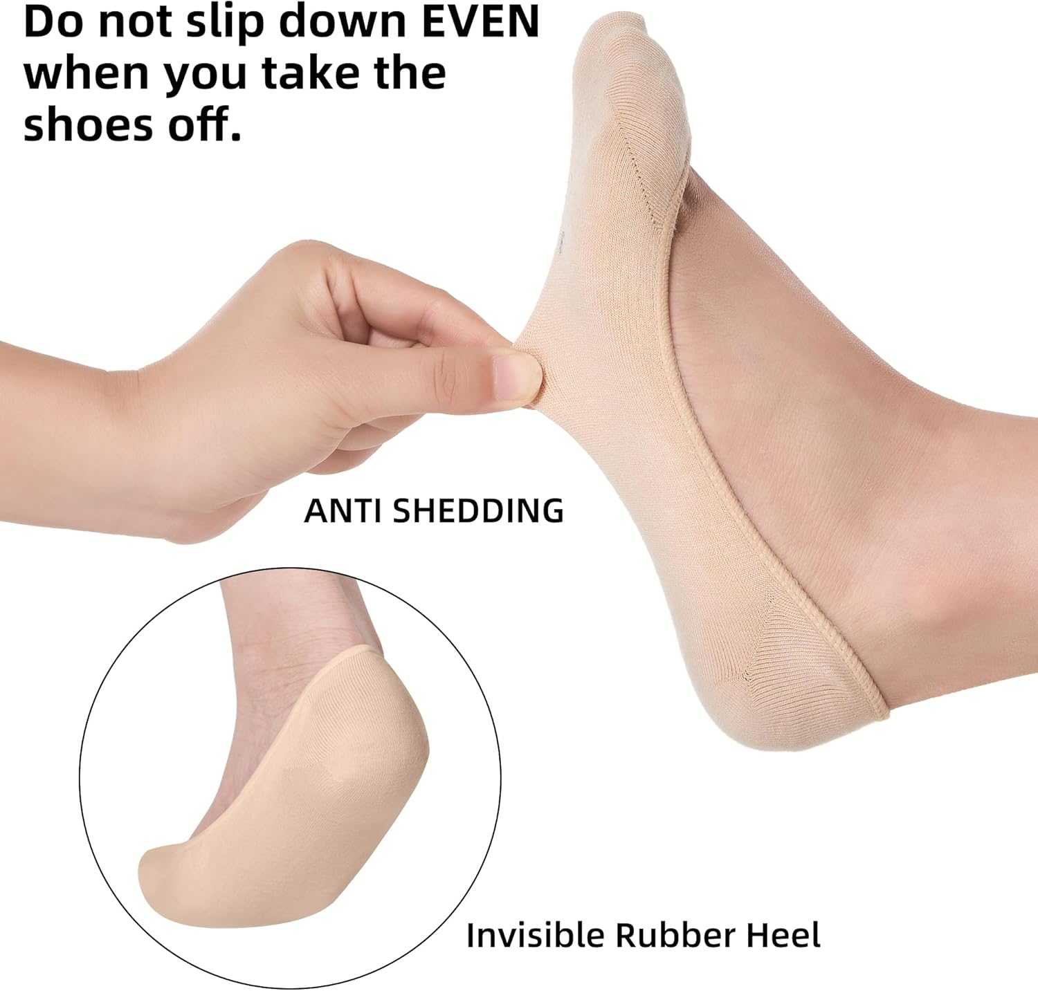 6 Pairs No Show Socks Womens, Ultra Low Cut Liner Non Slip Footies Socks for Flats Invisible Boat Shoe Size 5-8/9-11 - Image 4