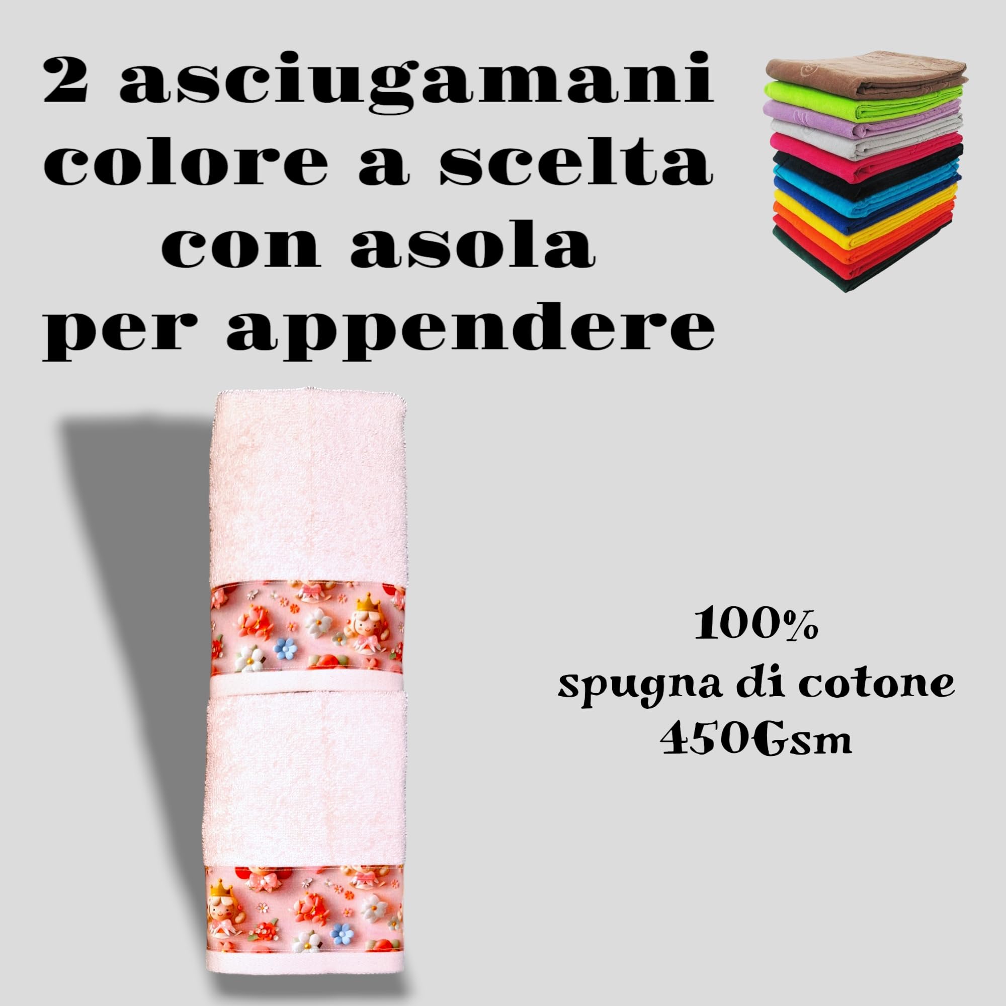 Set 3 Asciugamani Personalizzati Per Asilo - Ricamo Con Nome In 100% Cotone 60x40cm - Foto 9