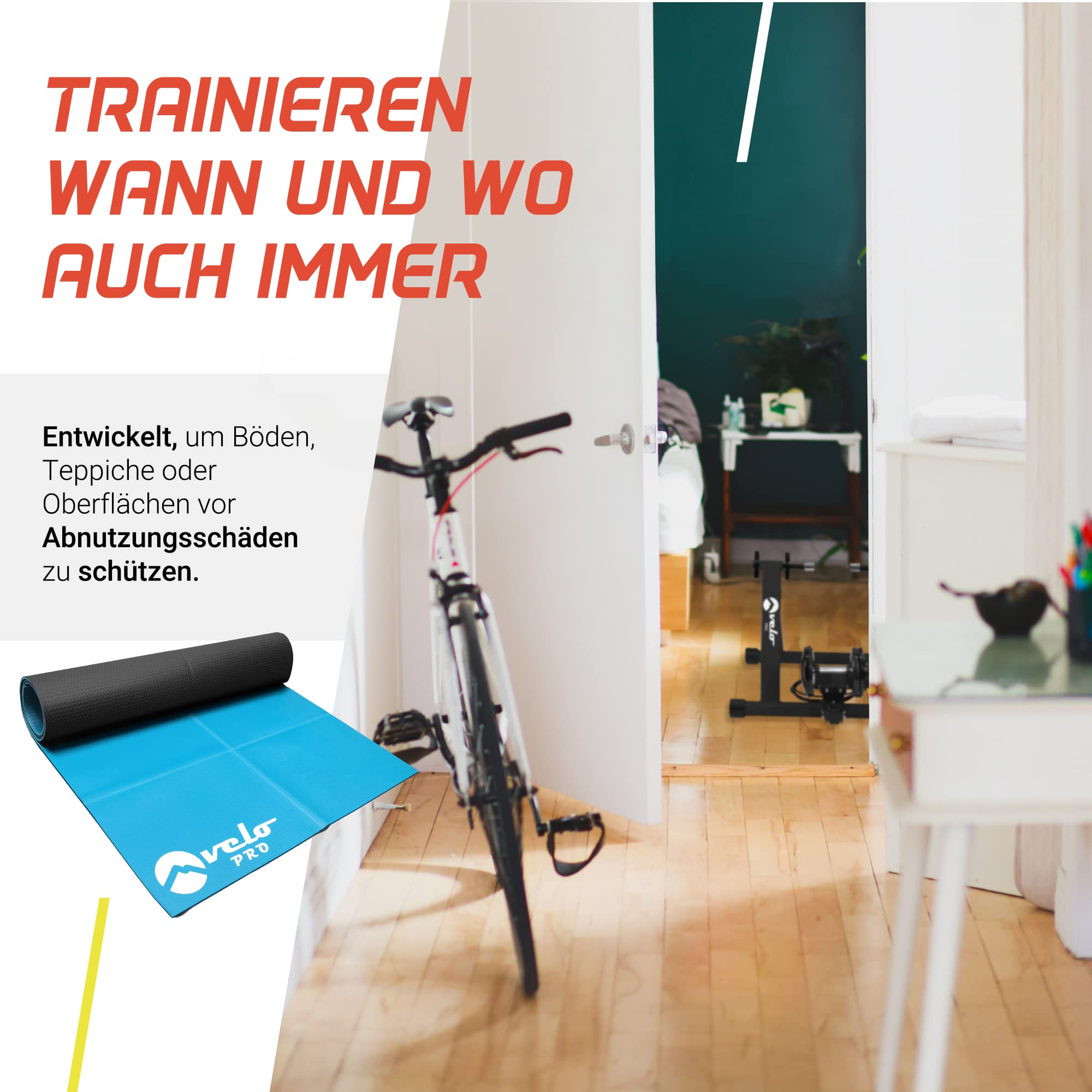 Shock Widerstand Trainingsmatte - Mehrzweck Anti-Rutsch Fitnessmatte - Home Gym Bodenschutzmittel für Fitnessgeräte - Turbo Trainingsmatte, Laufbandmatte, Yoga, Pilates und Crosstrainer Matte