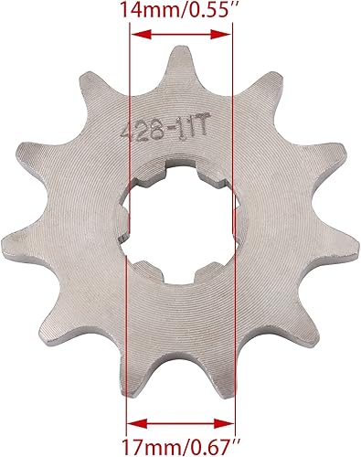 Miniatura 18 de WOOSTAR Motocicleta 428-14T Piñón delantero de 0.669 in para 50cc 70cc 90cc 110cc 125cc Dirt Pit Bike Mini Bike ATV 4 ruedas ciclomotor