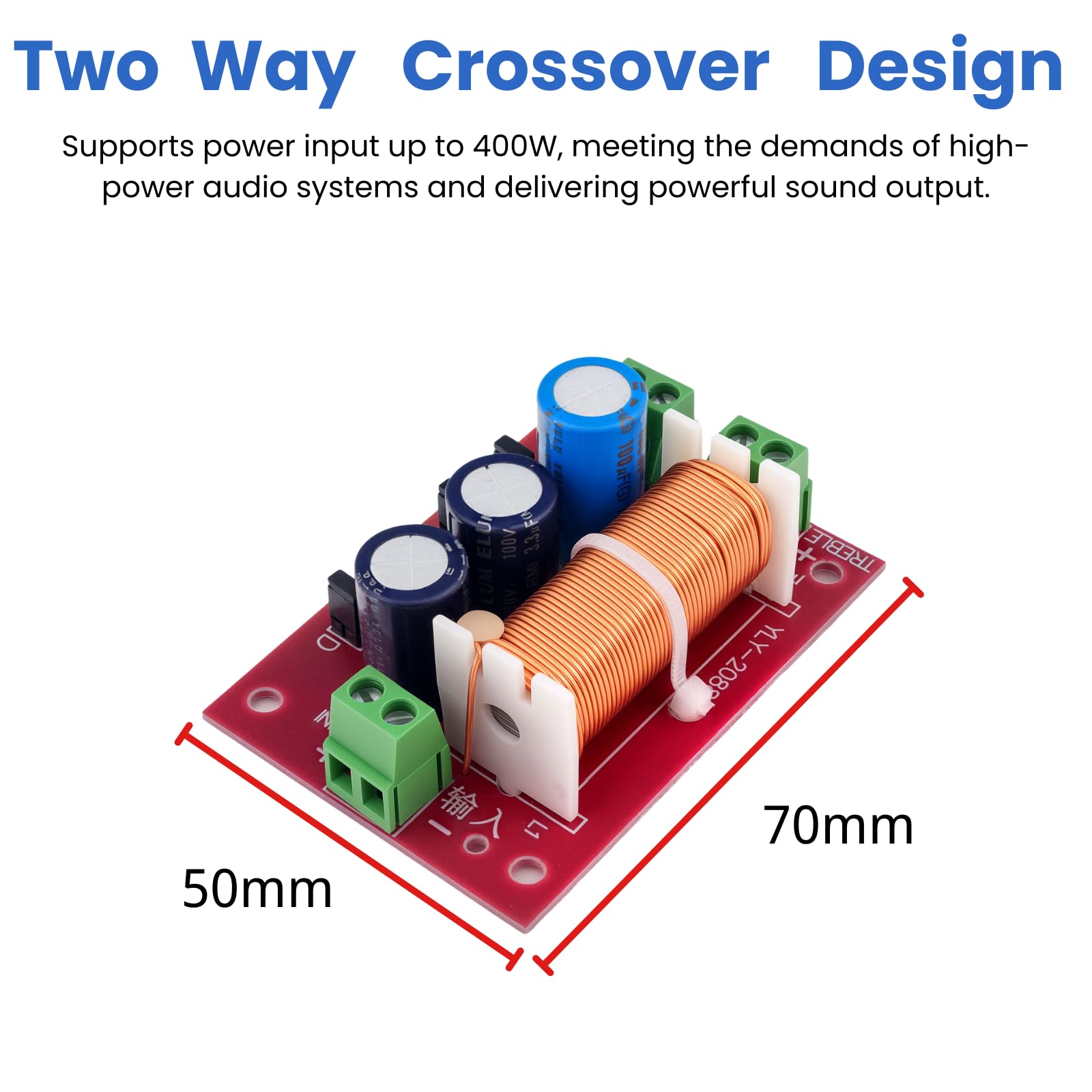 400W Regulowany głośnik filtr przepustowy 2-drożny filtr wysoko-/niskiego przepustu Profesjonalny filtr sygnału audio dla głośników 4Ω-16Ω