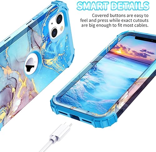 Miniatura 3 de Funda para iPhone 13, tres capas de alta resistencia a los golpes, protección de plástico duro + funda protectora híbrida de goma de silicona suave