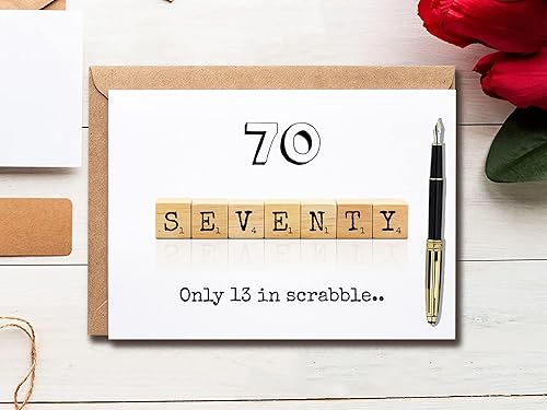 Miniatura 4 de OystersPearl Scrabble Tarjeta de cumpleaños de 70 décadas – 70 It's Only 13 In Scrabble – Tarjeta de felicitación de cumpleaños – Tarjeta de