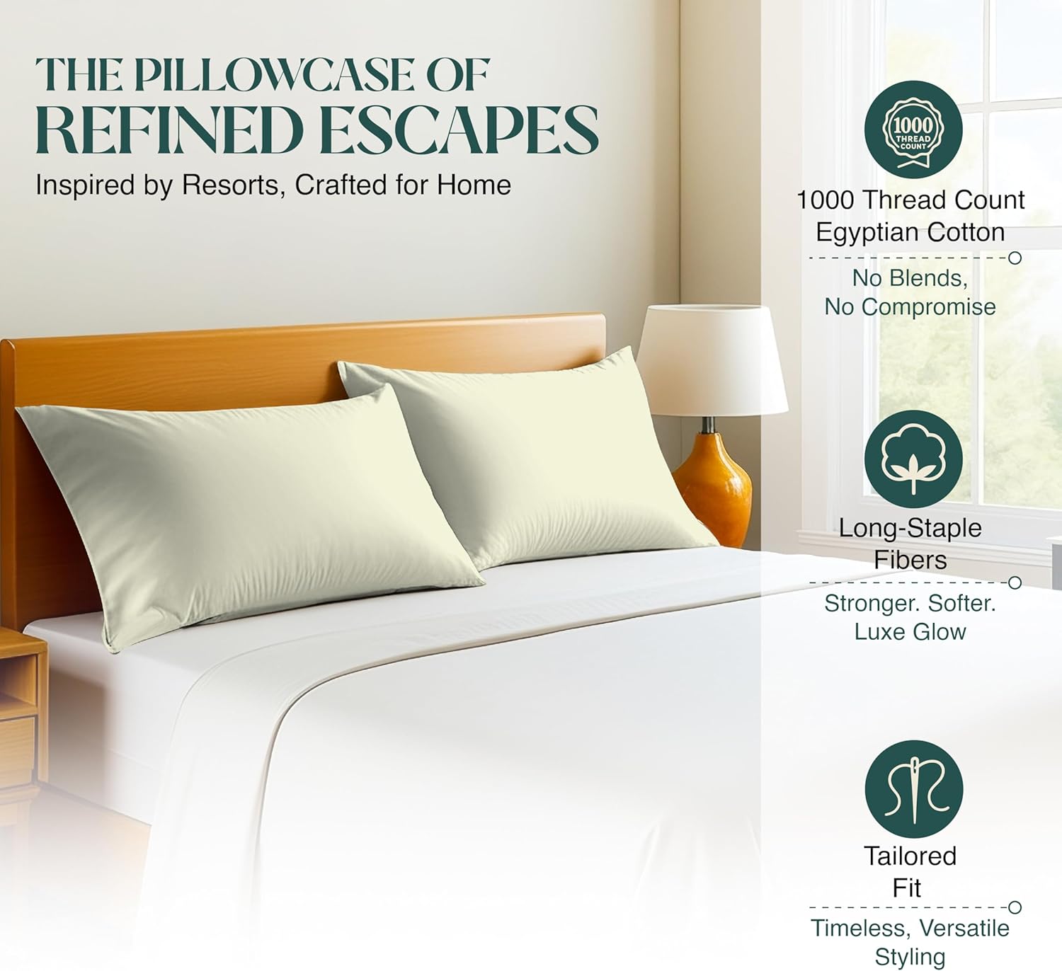 King Pillowcases Set of 2 | 1000 Thread Count 100% Egyptian Cotton, Soft, Breathable Luxury, Deep Pocket, Wrinkle Resistant, Durable, Sustainable | 40" L x 20" W | Dark Grey