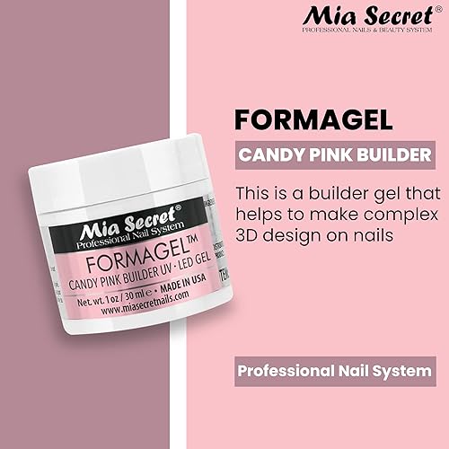 Miniatura 2 de Mia Secret Nudes Formagel Gel Builder de uñas de 1 onza  Gel LED UV  Rubor de cubierta  Bronceado  Rosa caramelo Candy Pink