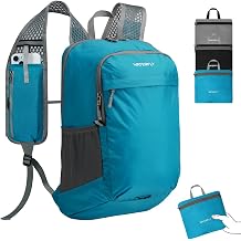 WATERFLY Small Packable Travel Backpack 15L Lightweight Hiking Daypack | 0.59 lb,Water-Resistant Nylon,Breathable Straps,Reflective Strips,Phone Pocket,Multi-Pockets,Hiking,Cycling,Commute,Men Women