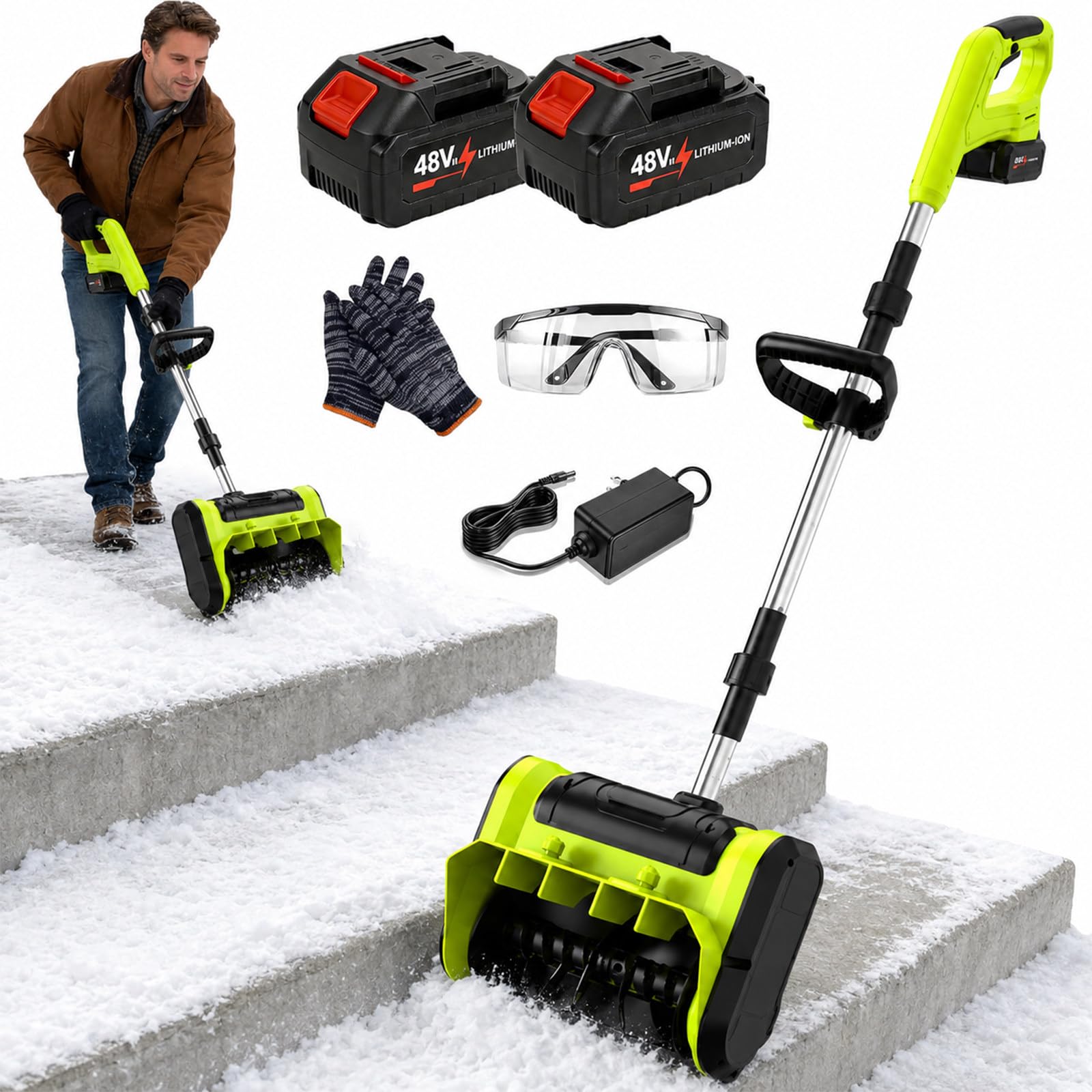 Bezprzewodowa Łopata Śnieżna, 21 V Brushless, 25 cm, 8 m, Kąt 30° | Usuwaj Świeży Śnieg bez Benzyny i Kabla dzięki Akumulatorowej Łopacie do Śniegu na Podjazdy, Tarasy, Patio, Schody i Chodniki