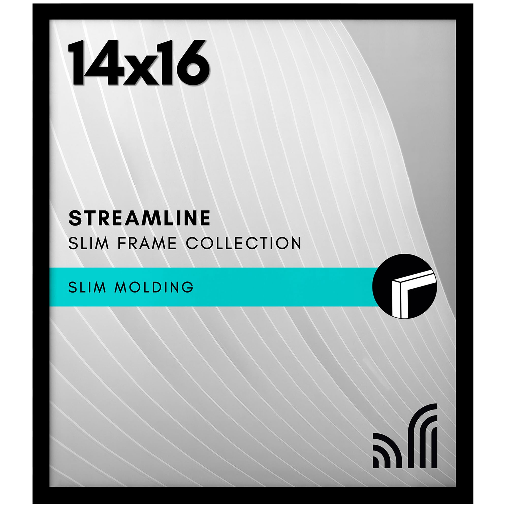 Americanflat 14x16 Picture Frame with Polished Plexiglass - Streamline Collection - Thin Border Picture Frame for Wall Display - Hanging Hardware Included - Black