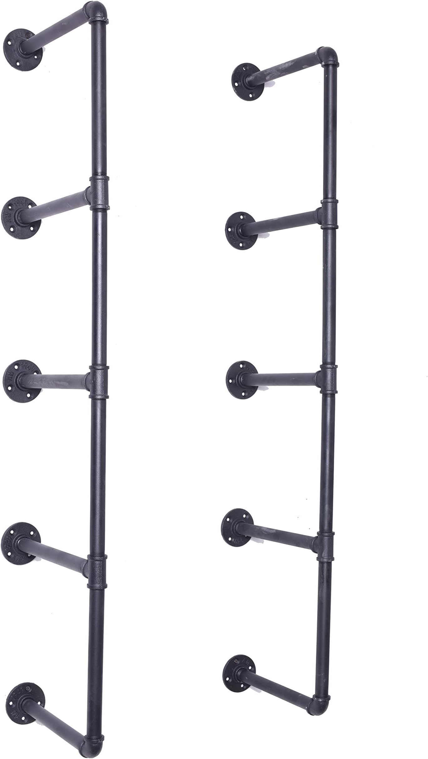 Topower DIY Industrial Black Pipe Bookshelf Wall Ceiling Mounted Open Bookshelf Parts Bracket Kit DIY Project (4-Tier)
