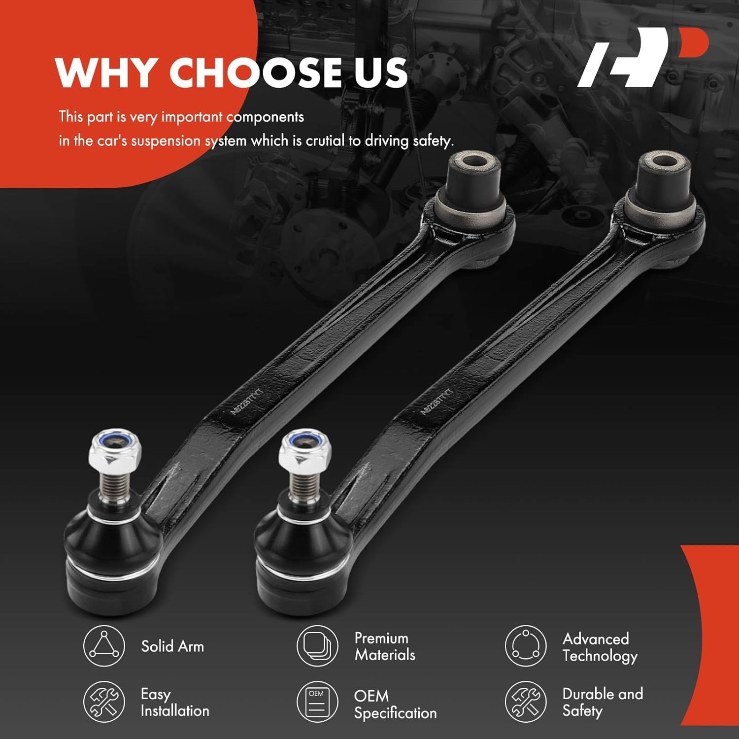 A-Premium 2 x Rear Lower Rearward Control Arm, with Ball Joint & bushing, Compatible with Audi A4 Quattro 1996-2001, 80 1992, 80 Quattro 1992, S4 2000-2002