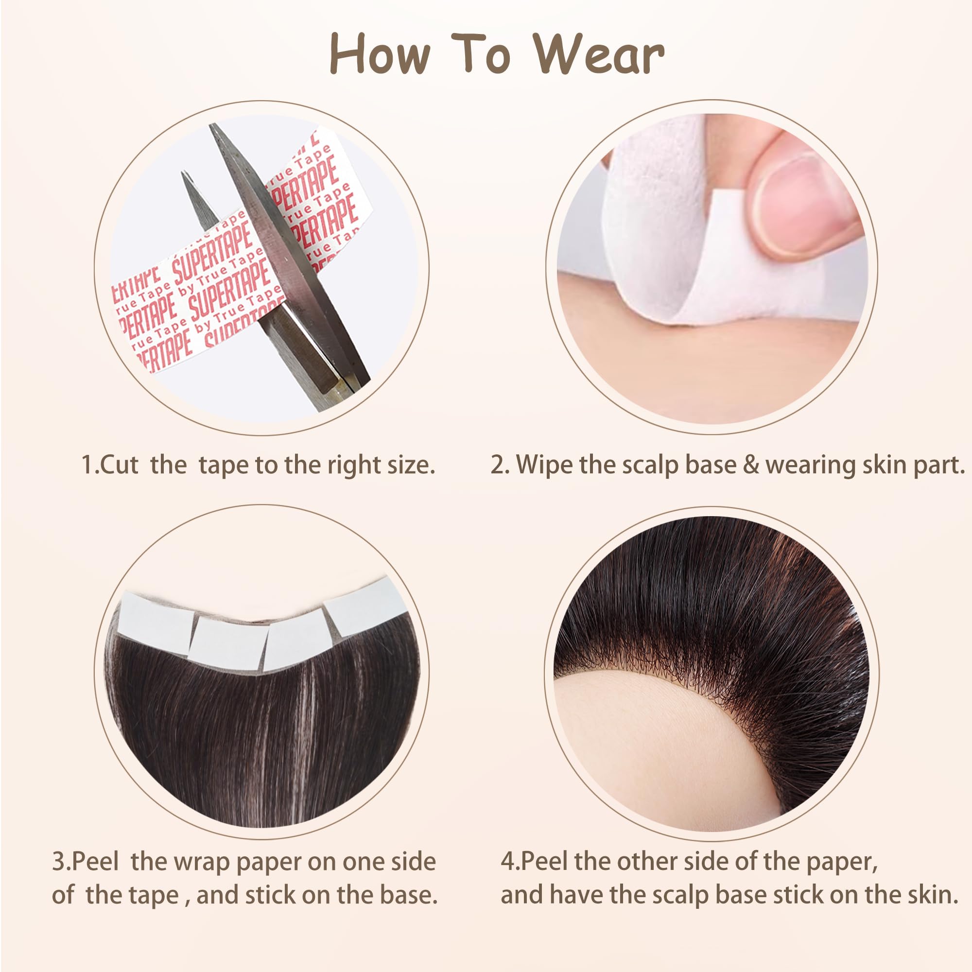 Human Hair Topper Straight Tape On V Shape Hairline Hair Extension Amazon.com : viviaBella men main image 2