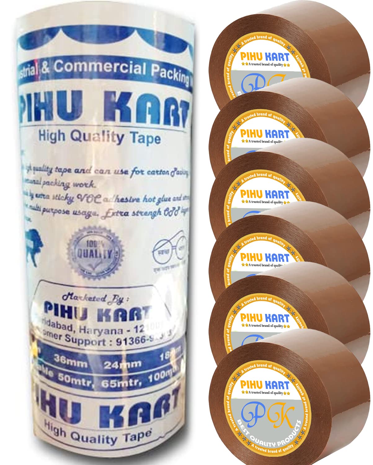 PIHU KART 2 Inch 100 Meter - Brown Packing Tape - Self Adhesive Brown Cello Tape - BOPP Industrial Packaging Tape for Packing - Pack of 6 (B09XB6Q8L2) Amazon Price History, Amazon Price Tracker
