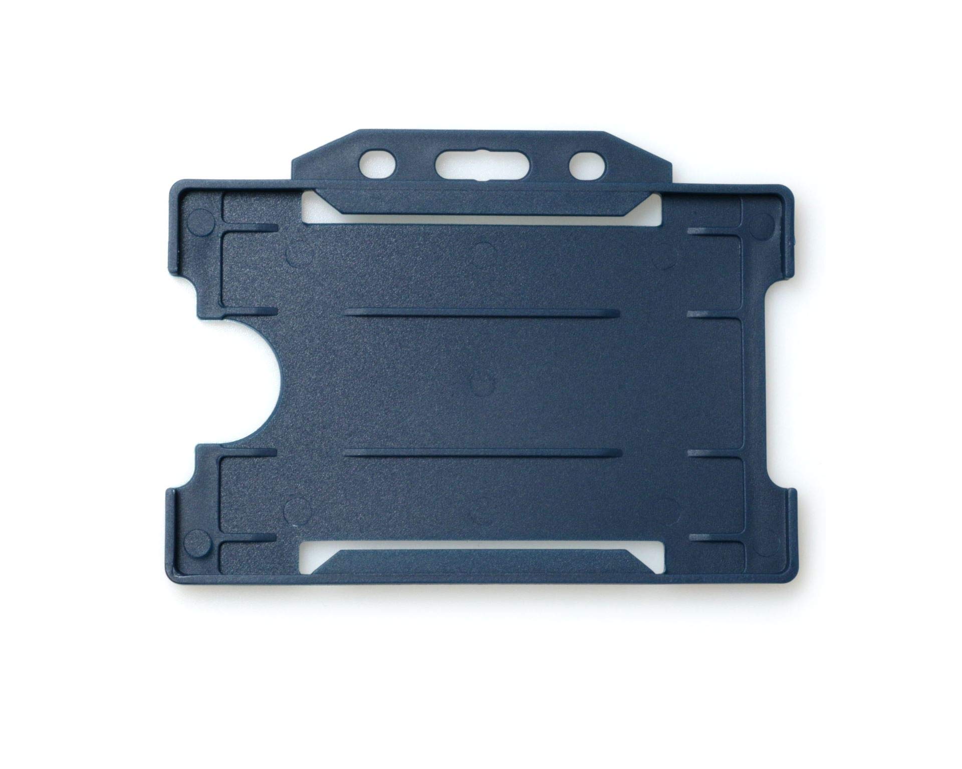 ALG ID Cards Pack of 100 Single-Sided Rigid Open Faced ID Card Pass Badge Holders Horizontal/Landscape (CR80 54mm 86mm) (Dark Blue) - Made in Britain