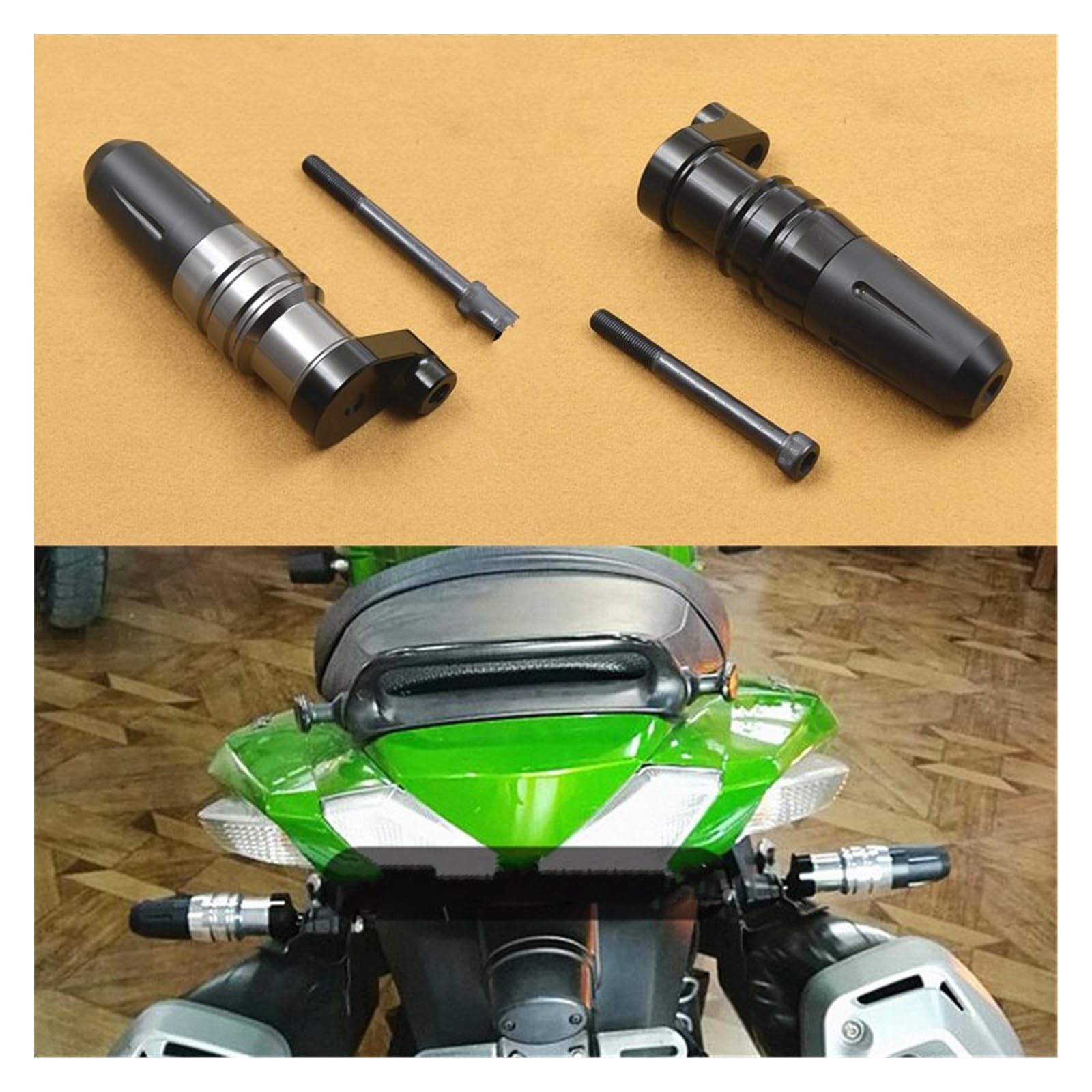 Para Kawasaki ZZR1400 ZX14R Para ZZR 1400 ZX-14R Para Motocicleta NINJA CNC Almohadillas Tope Aluminio Negro Deslizadores Escape Protector Contra Choques Parachoques Para Moto Marco Protector Parachoq