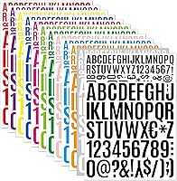 Vista 1 de 1224 calcomanías de letras, 12 hojas de calcomanías del alfabeto de 0.8-1.6 pulgadas, calcomanías de vinilo autoadhesivas de números y alfabeto
