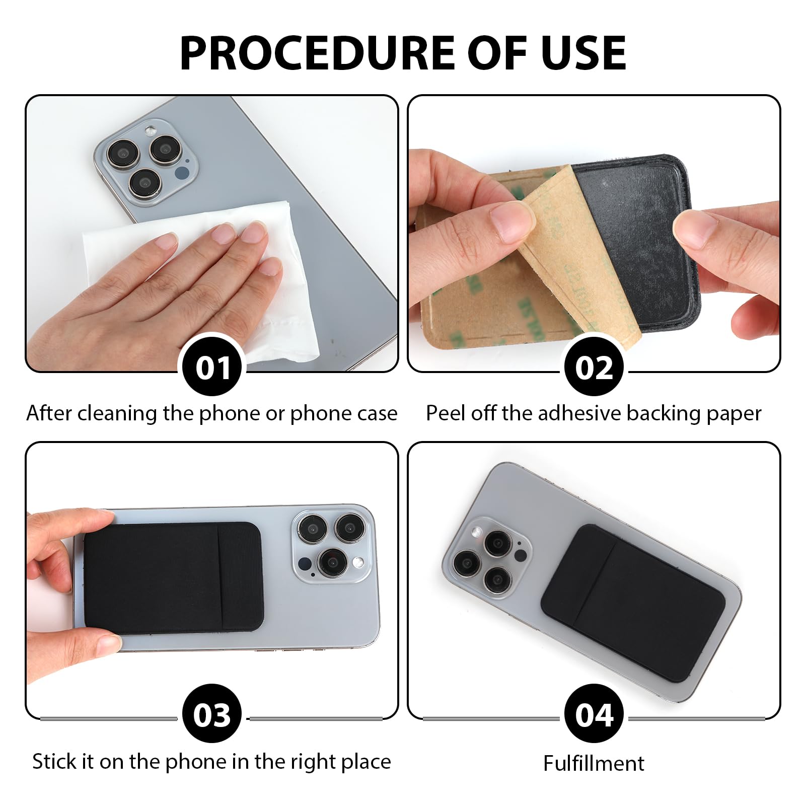 3 pezzi Titolare Della Carta per Cellulare | Maniche in Carta Elastica | Porta Carte per Cellulare Adesivo Portafoglio | Tasca per Cellulare-Porta con te la tua carta d'identità
