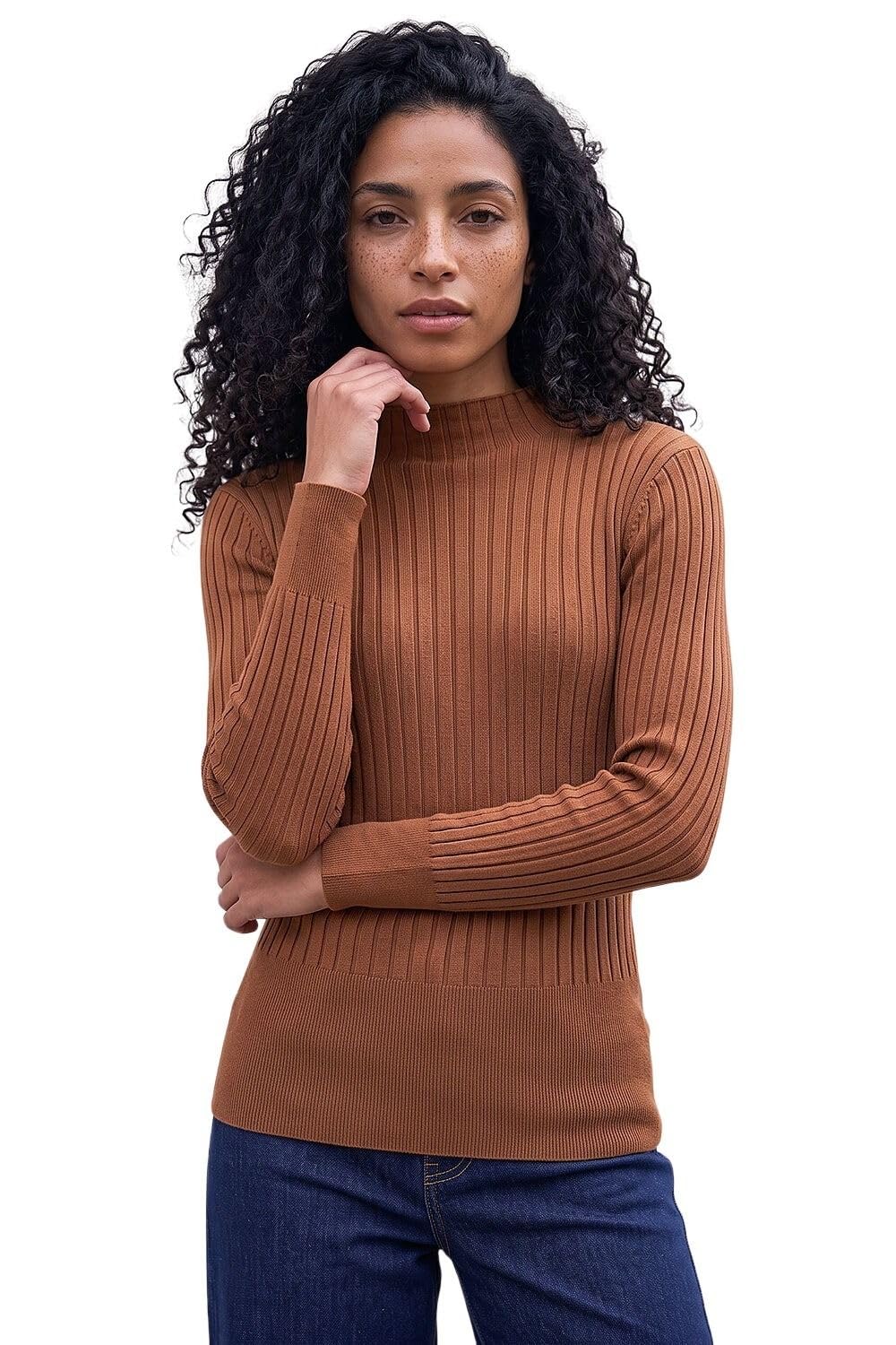 Roman Ribbed Detail Knitted Jumper - Chocolate - Size 18