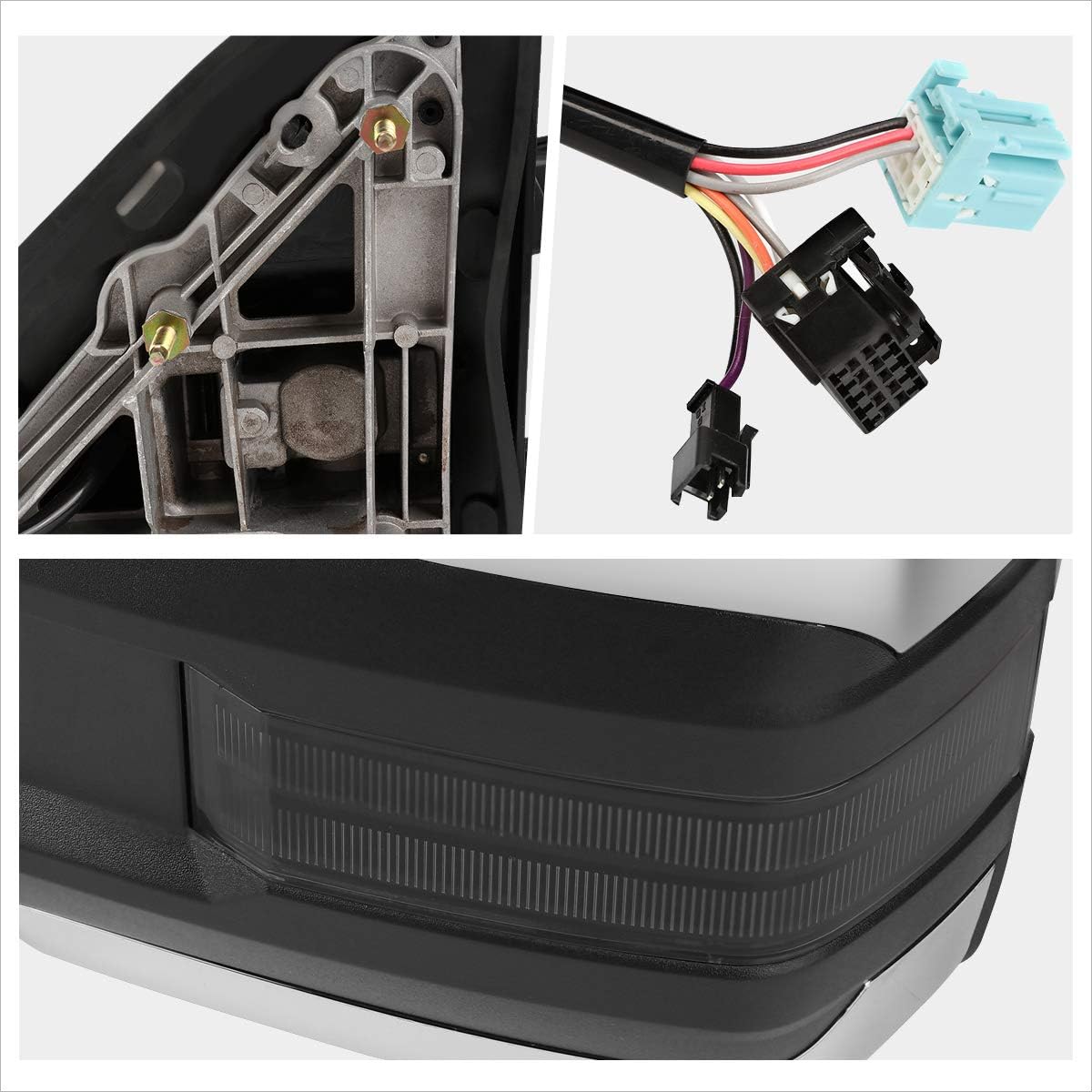 [Pair] Power Heated Tow Towing Mirror w/Smoked LED Signal Compatible with Silverado Sierra 03-07,Chrome
