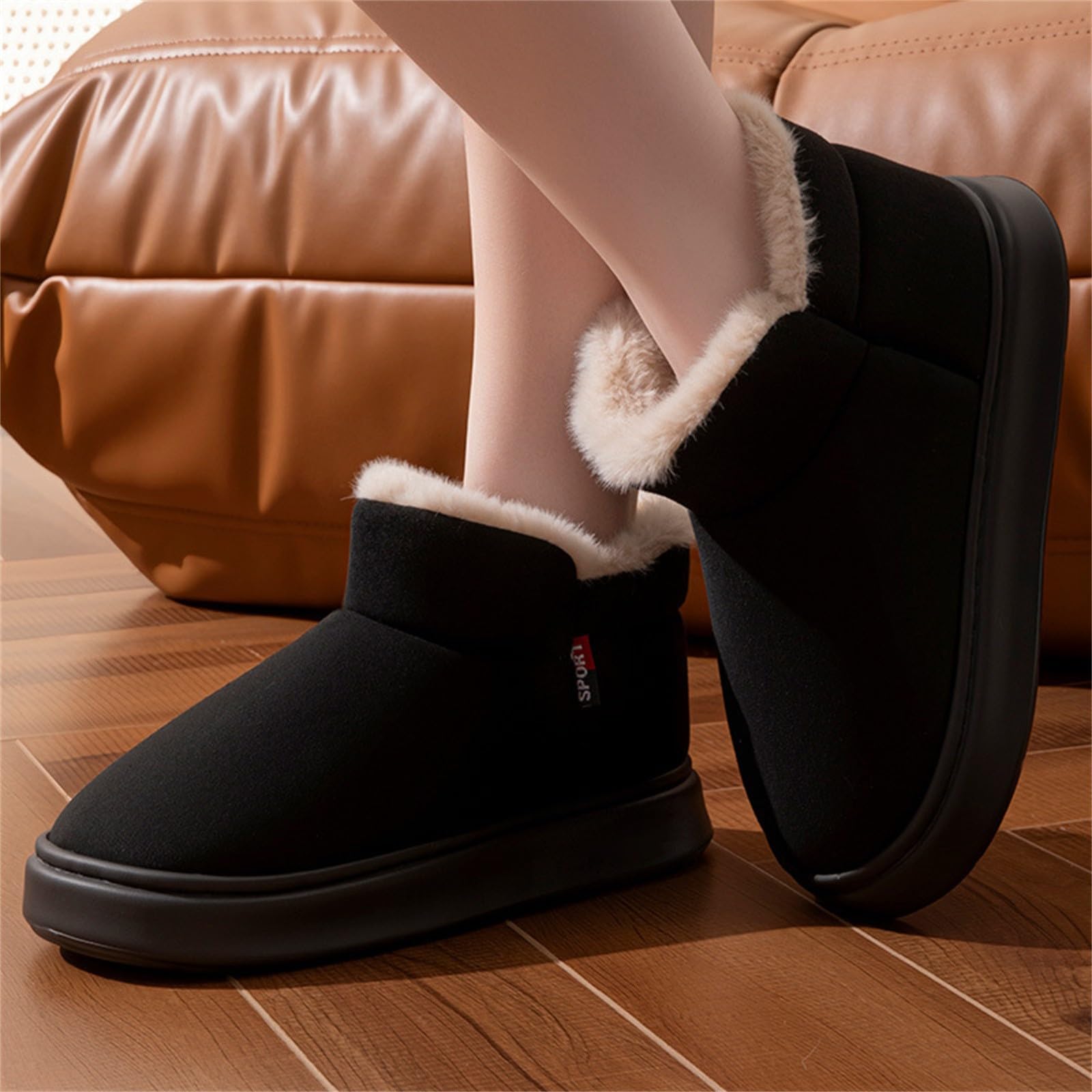 SKFLABOOF Winterboots Damen Gefüttert - Winter Chelsea Boots Women Western Wildleder Stiefeletten Cowboy Plateau Stiefel Flach Schuhe Elegant