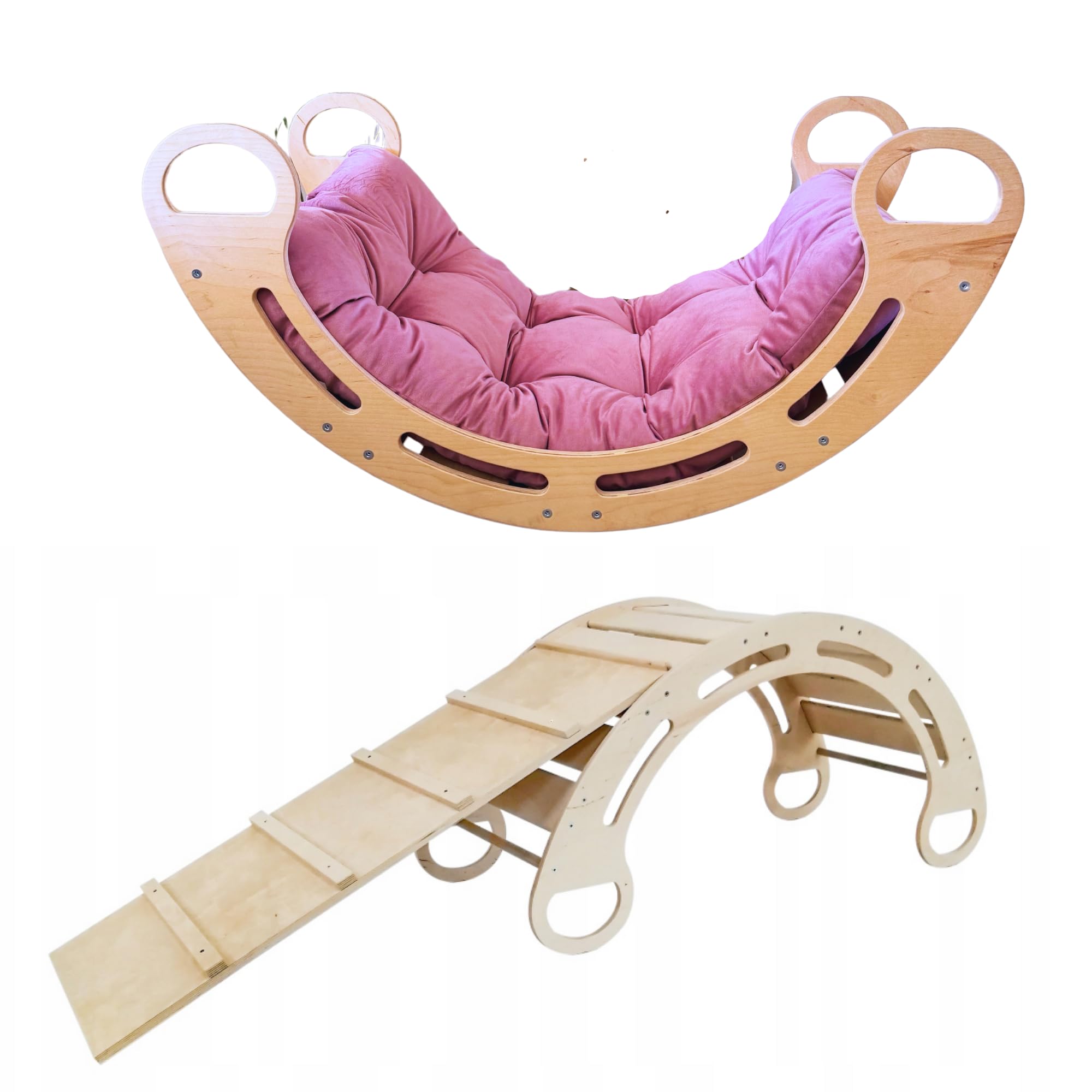 Triangulo Pikler Montessori 85x41x39cm - Triangulo Escalada Bebe con Tobogán Infantil - Escalera Montessori Madera - Arco Montessori Madera - Estimula el Desarrollo de la Motricidad