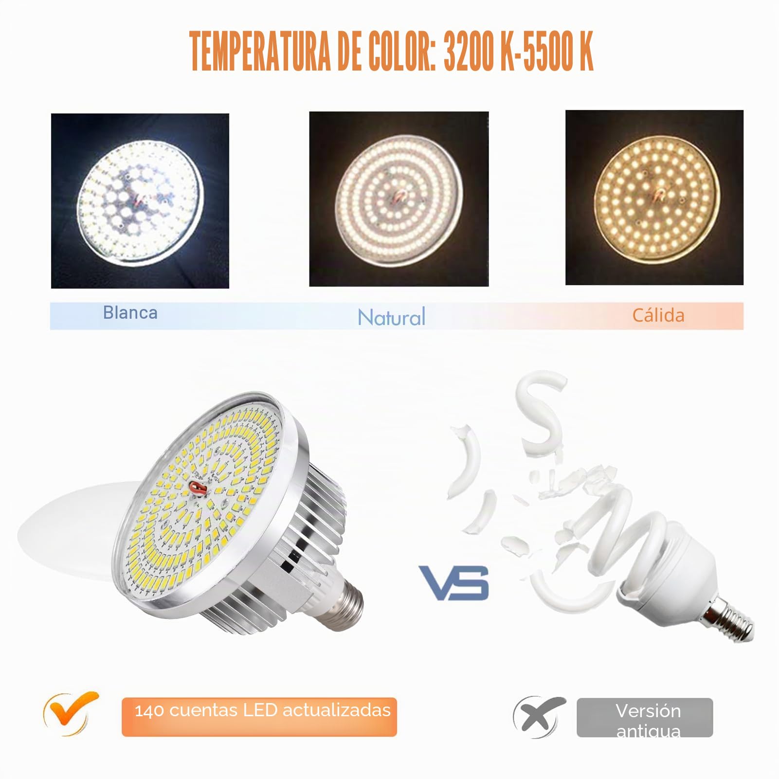 Andoer 2 unidades 85 W Bombilla LED 3200K-5500K Bombilla de Fotografía Bombilla Ahorro de Energía Brillo Ajustable