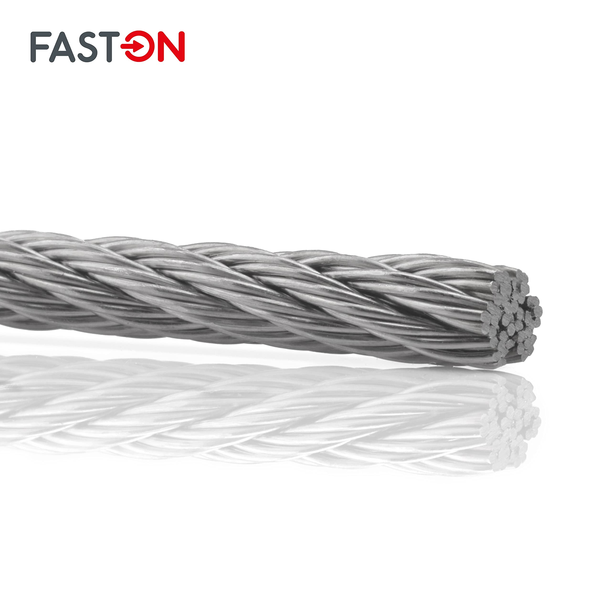 FASTON Drahtseil 6,0 mm 7x7 mittelweich Edelstahl A4 V4A (30 Meter) Drahtseile Edelstahldrahtseile Stahlseil Seil Seilwinde Ösen für Rollen Umlenkrolle Rankhilfe
