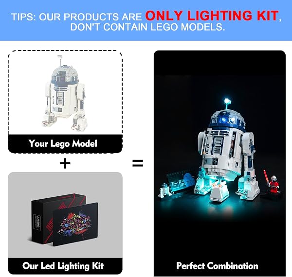 LocoLee Licht Kompatibel mit Lego R2-D2 Droid, Nur Lichter Set - Kein Modell, Licht BeleuchtungSet Compatible with LEGO 75379 Star Wars R2-D2 Droid (Standard Version) - 3