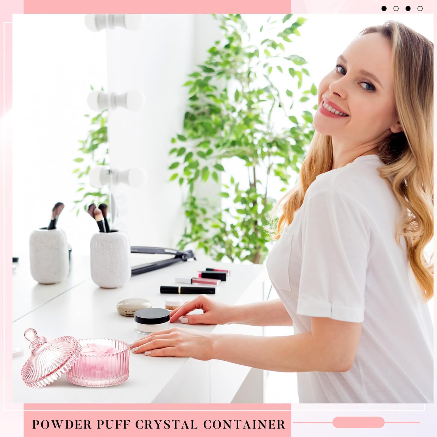 Tioncy 3 Pcs Large Body Powder Puff and Container Valentine's Day gift Powder Container with Puff Crystal Case Soft Washable Reusable Velour Face Body Glitter Wet Dry Makeup(Classic,Pink) - Image 7