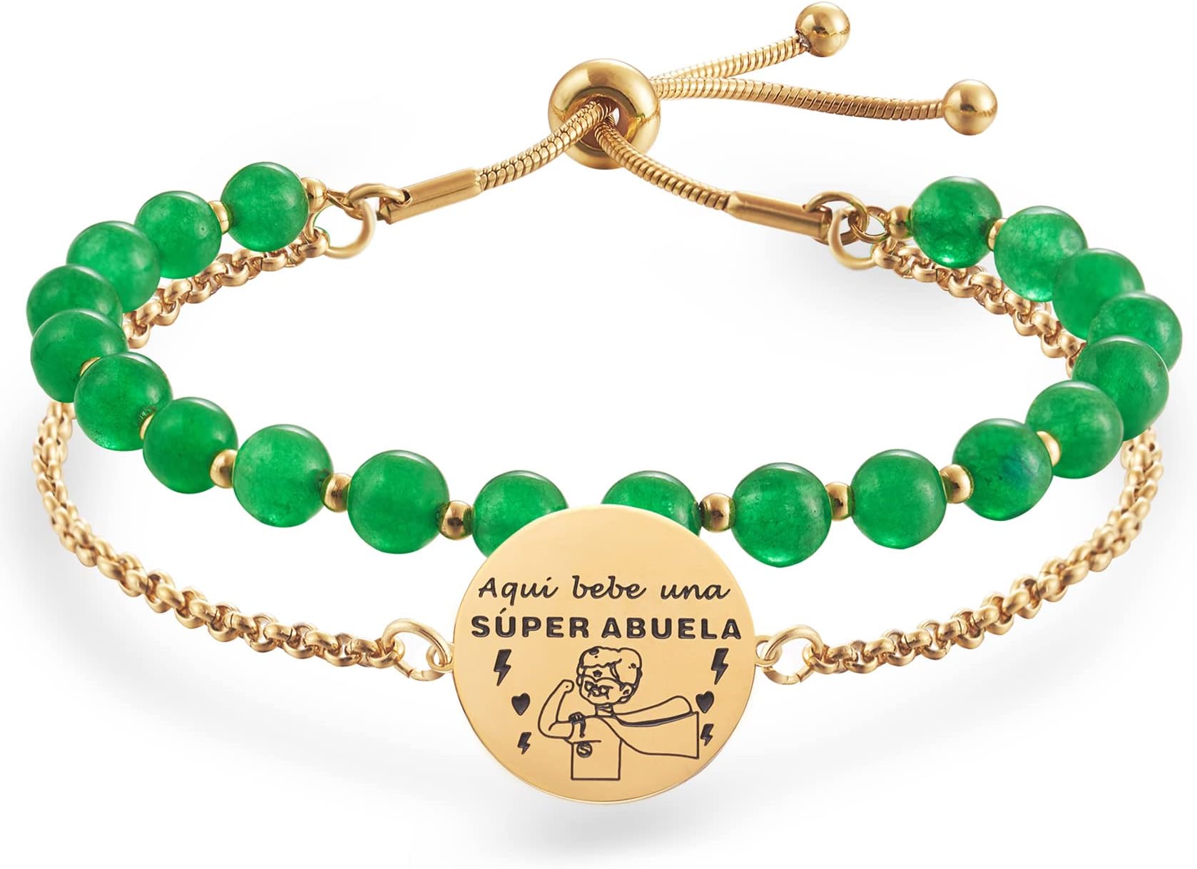 LParkin Doble Cuenta Pulsera Abuela Acero Inoxidable, Regalo Original para Abuela, Obsequios Abuela Personalizados Cumpleaños