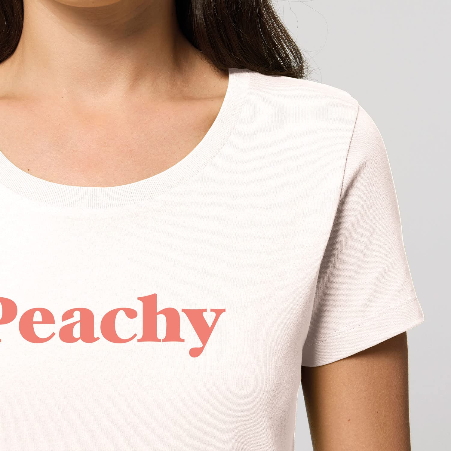 Damski T-Shirt Expresser - Peachy - Sportowy styl Street-Style Basic T-Shirt z bawełny organicznej na wiosnę i lato