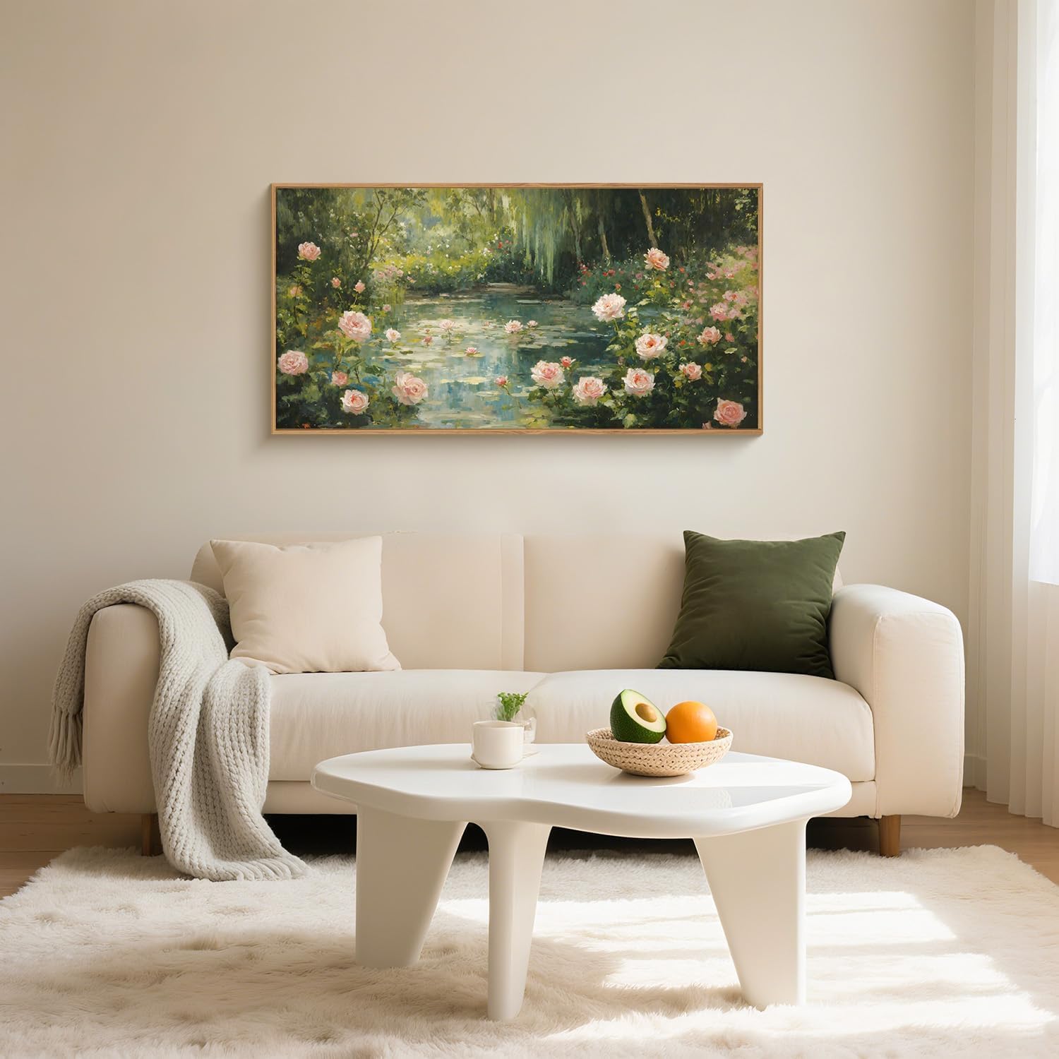 lianyibo Lilie wodne monet płótno ścienne sztuka, ogród pond impresjonistyczny plakat kwiatowy, wydruki do salonu, sypialni, farmhouse (90 x 180 cm, nieoprawione)