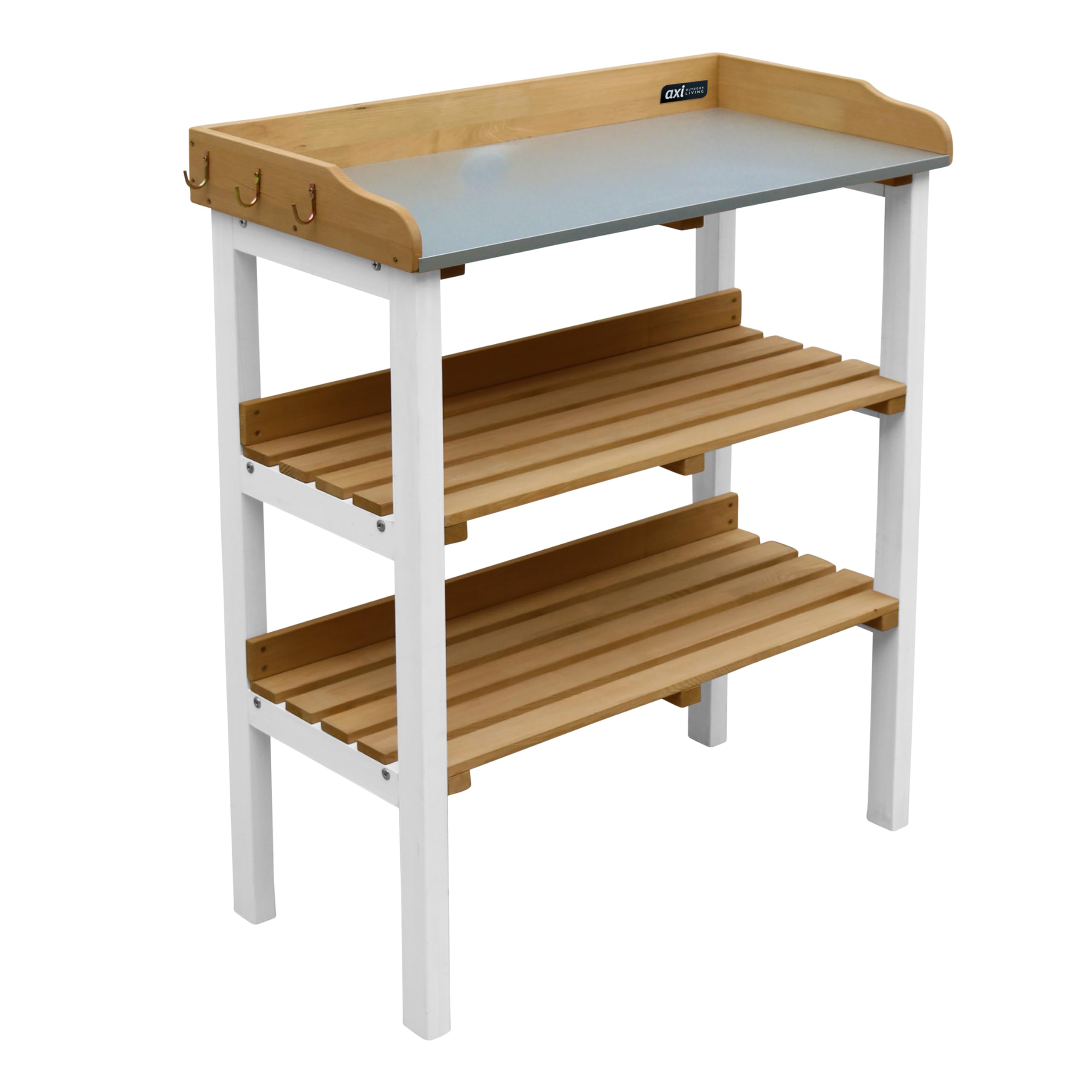 AXI Table de Rempotage avec Étagère de Rangement en Bois Marron & Blanc pour Extérieur