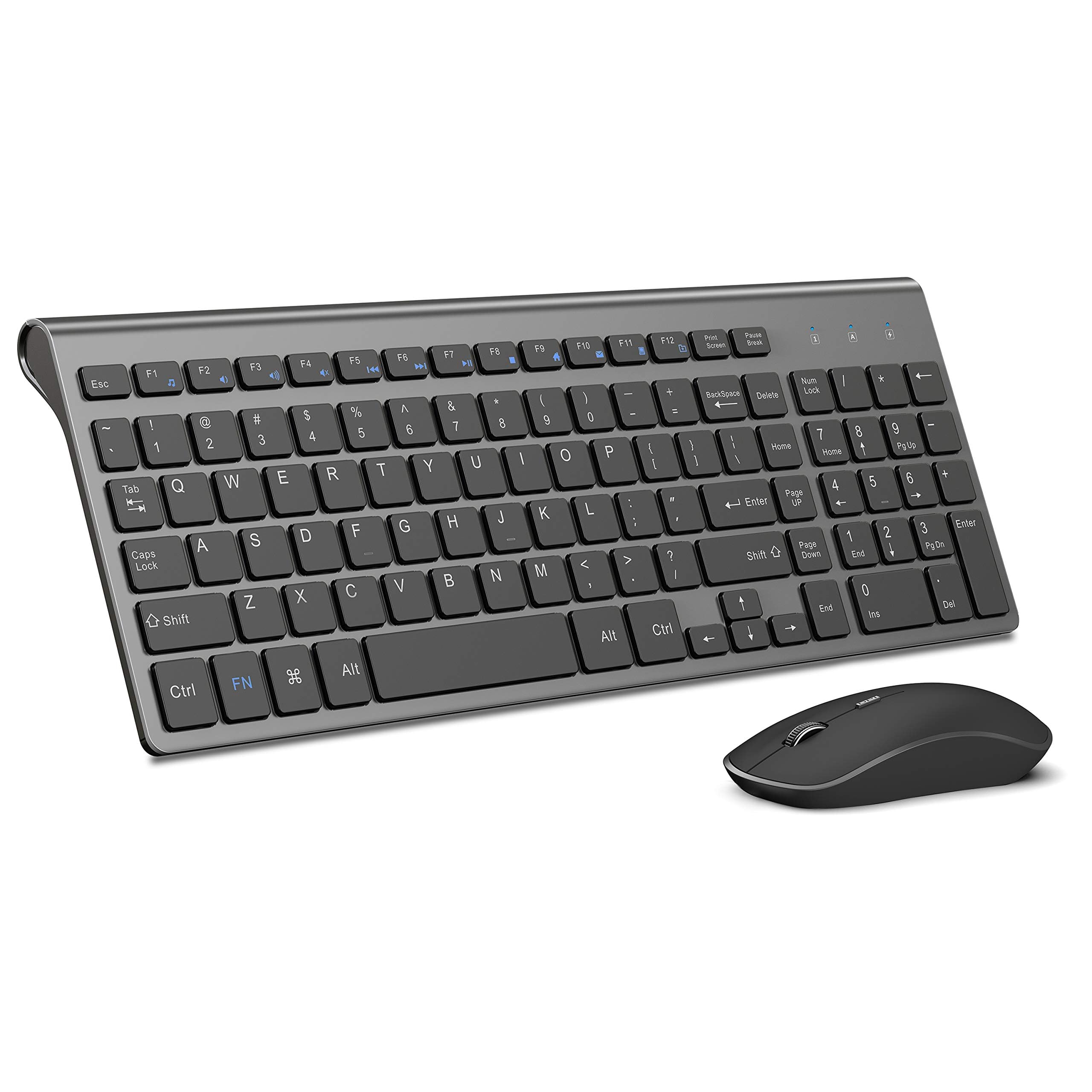 JOYACCESS Wireless Keyboard Mouse Combo, 2.4G Compact and Ultra Slim Wireless Keyboard and Mouse for Windows, Computer, Desktop, PC, Laptop (Grey)