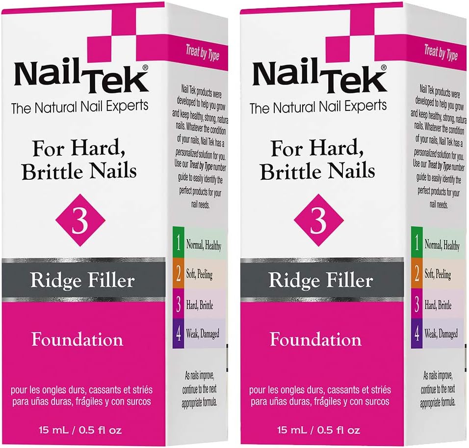 Foundation 3, Ridge Filling Strengthening Base Coat for Hard and Brittle Nails, 0.5 oz, 2-Pack