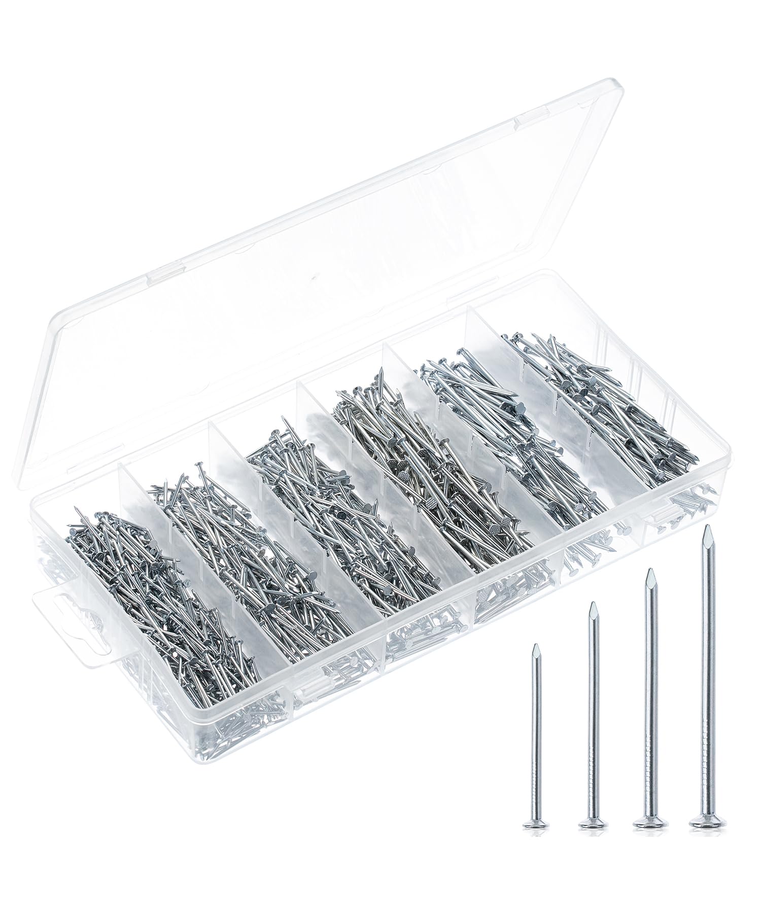 Mr. Pen- Nail Assortment Kit, 1200 pcs, 4 Sizes, Small Nails, Nails for Hanging Pictures, Finishing Nails, Wall Nails for Hanging, Pin Nails, Hardware Nails, Assorted Nails, Galvanized Nails