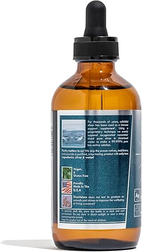 Miniatura 9 de Plata coloidal 10 PPM - Nano Silver Liquid bioactivo, botella de vidrio ámbar de 8 onzas (8.0 fl oz), vegano y sin conservantes, probado por