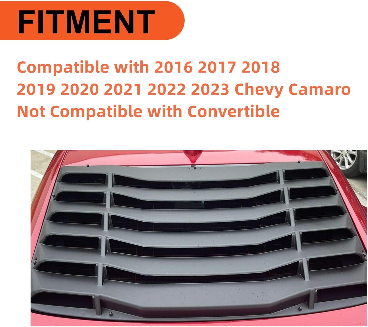 ECOTRIC Rear Window Louver Compatible with 2016-2023 Chevy Camaro Rear Windshield Cover Vents Sun Shade (Matte Black)