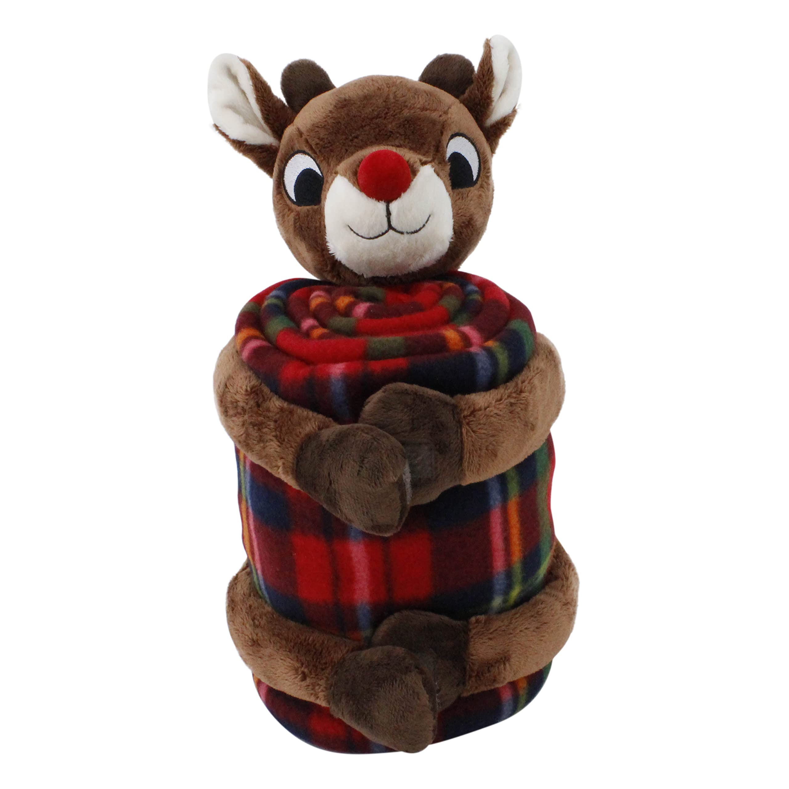 DanDee Rudolph Plush and Throw Bundle, Brown, Large