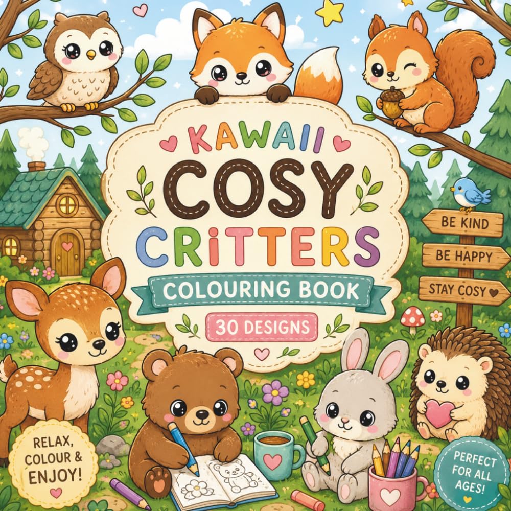 Kawaii Cosy Critters Colouring Book: The Sweetest Collection of Cosy Animal Colouring Pages