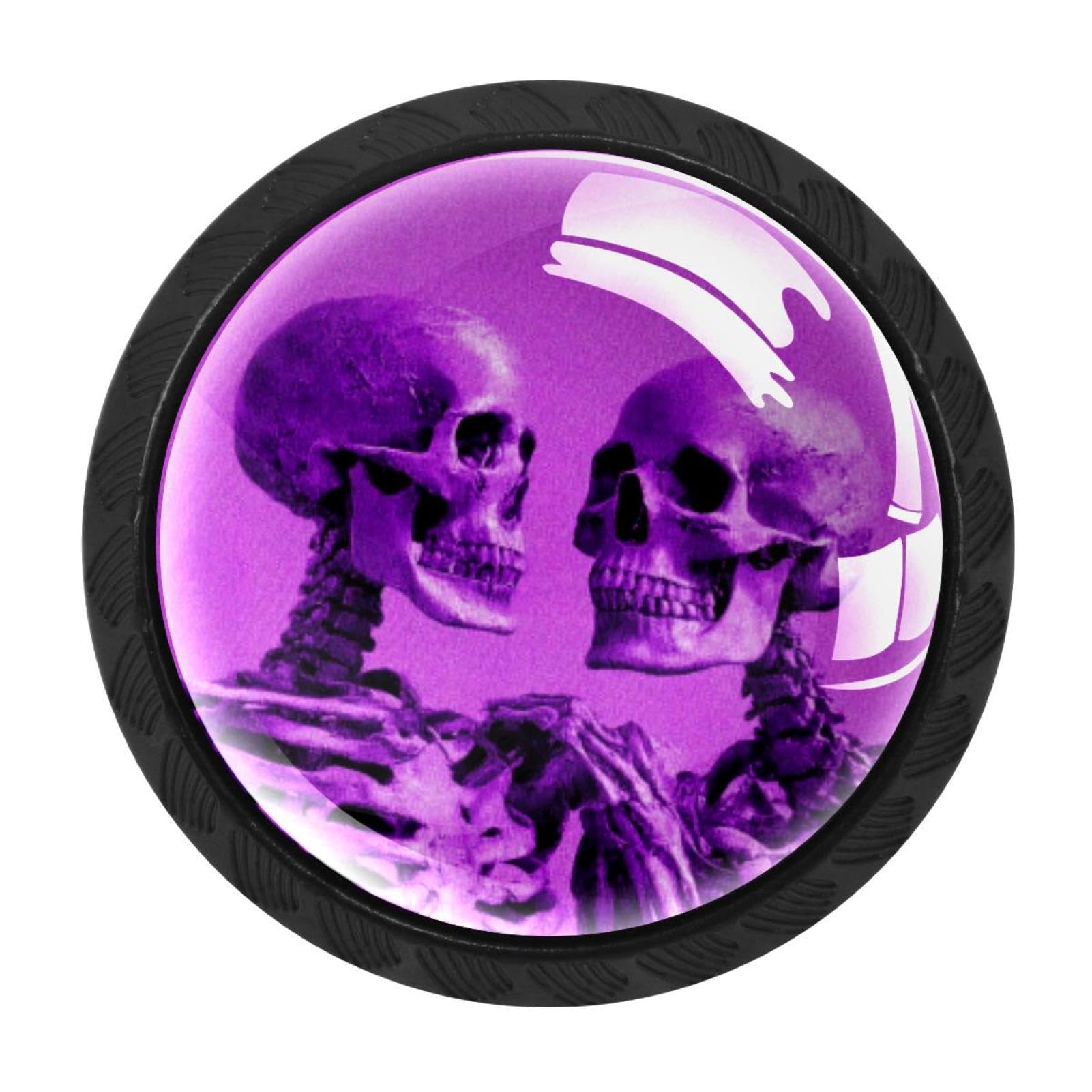 CHENZZZZ 4 Pack Skeletons Purple (3) Drawer Knobs Cabinet Knobs Crystal Glass Knobs Pulls Handles for Kitchen Cabinet Hardware Cupboard Door Dresser Wardrobe Home Decor