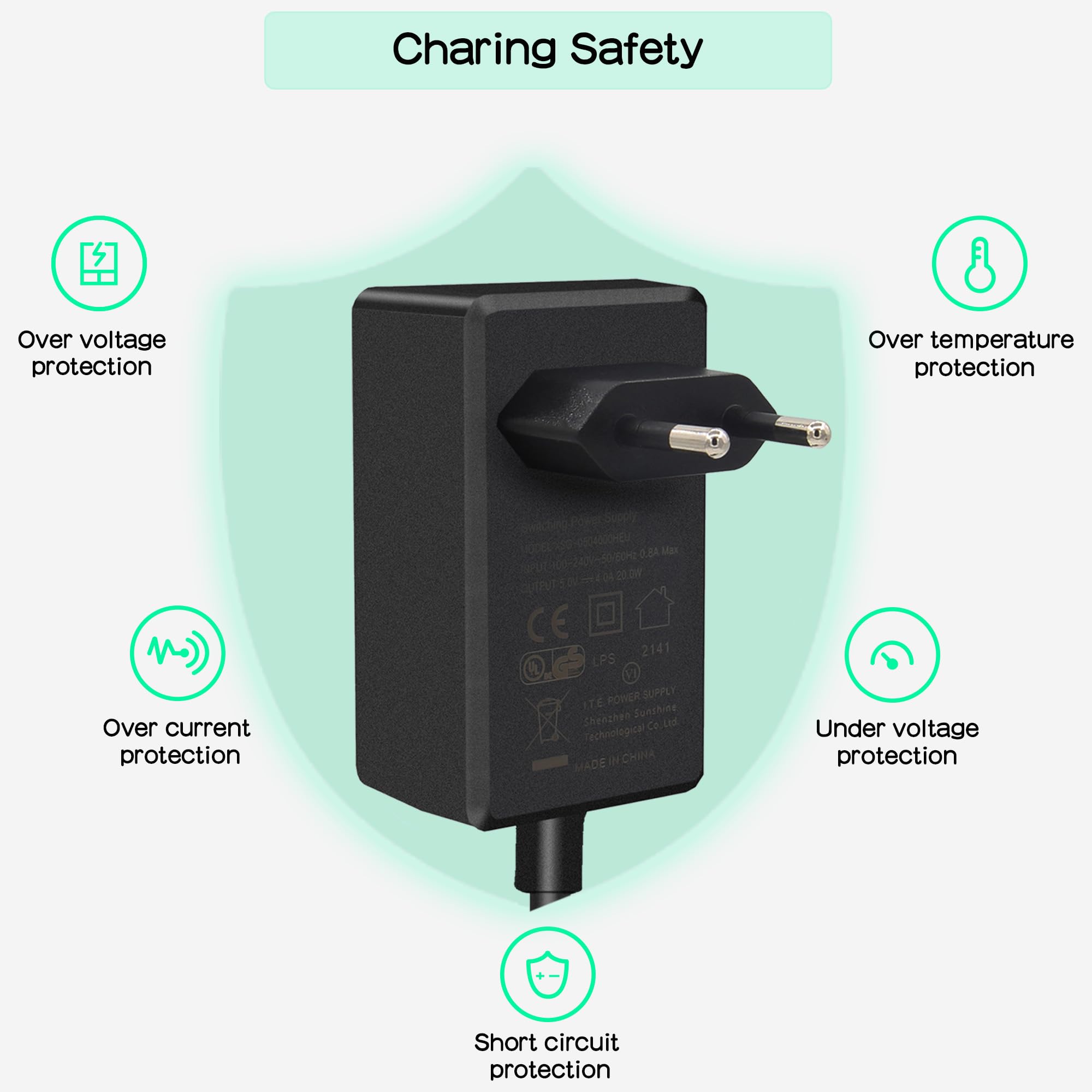 Geekworm Raspberry Pi 4 Power Supply, USB-C 5V 4A 20W Power