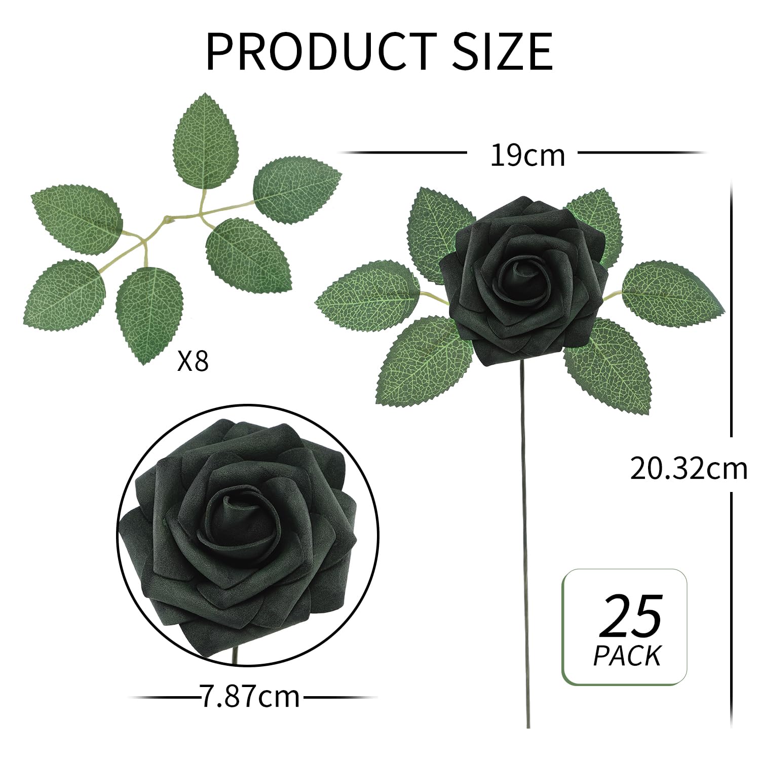 25 rose artificiali bianche e verdi, rose finte in schiuma realistica al tatto, per bouquet da sposa, centrotavola, composizioni floreali, feste, decorazioni per la casa