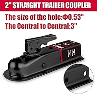Vista 3 de Acoplador de Remolque Recto Negro Bola de 2" Ancho de Canal de 2" 3500 LBS Acoplador de Lengüeta de Remolque