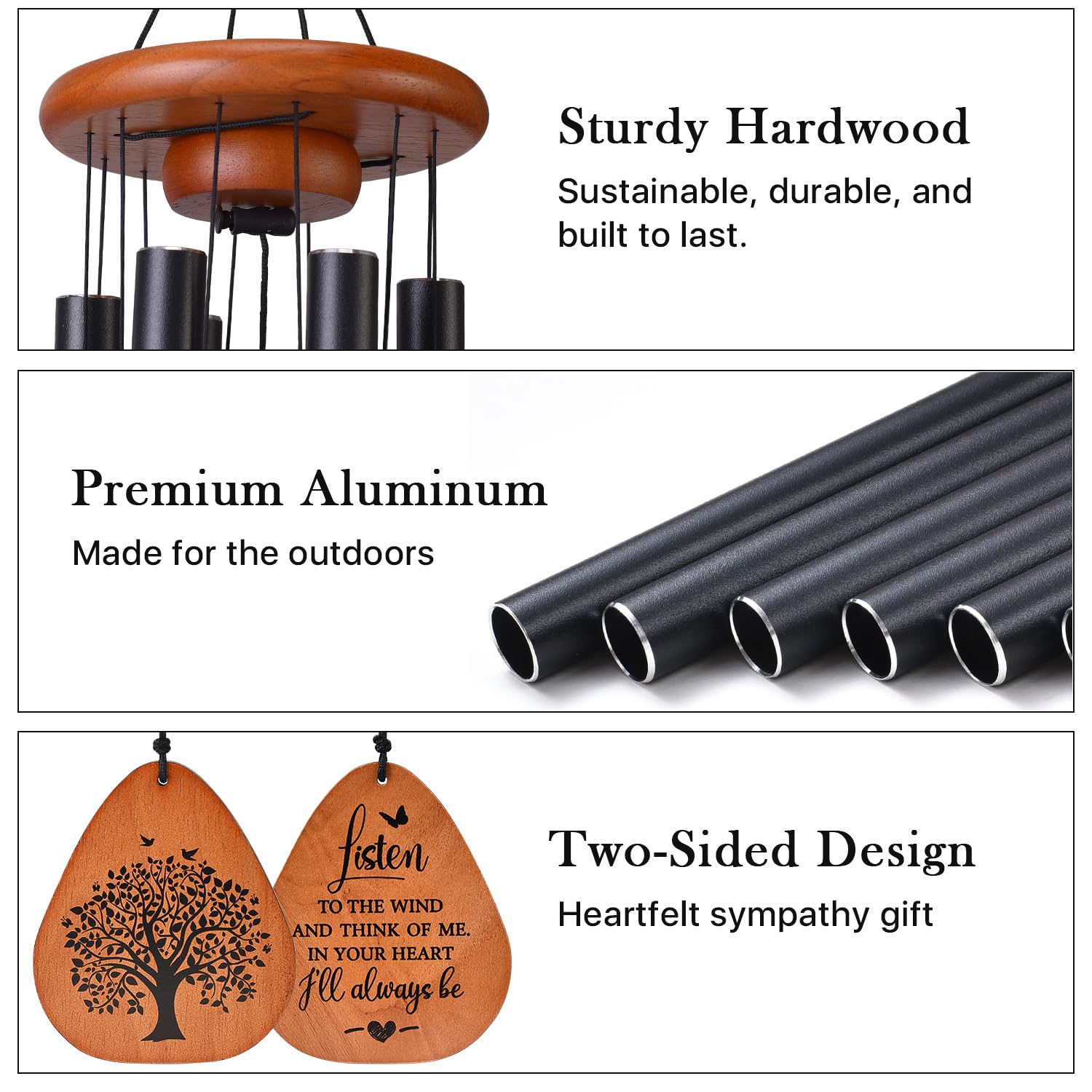 LOMBO Memorial Wind Chimes for Loss of Loved One, Sympathy Wind Chimes Gift, Bereavement Gifts, Beautiful Outdoor Garden Decor with Soothing Melodic Tones 4